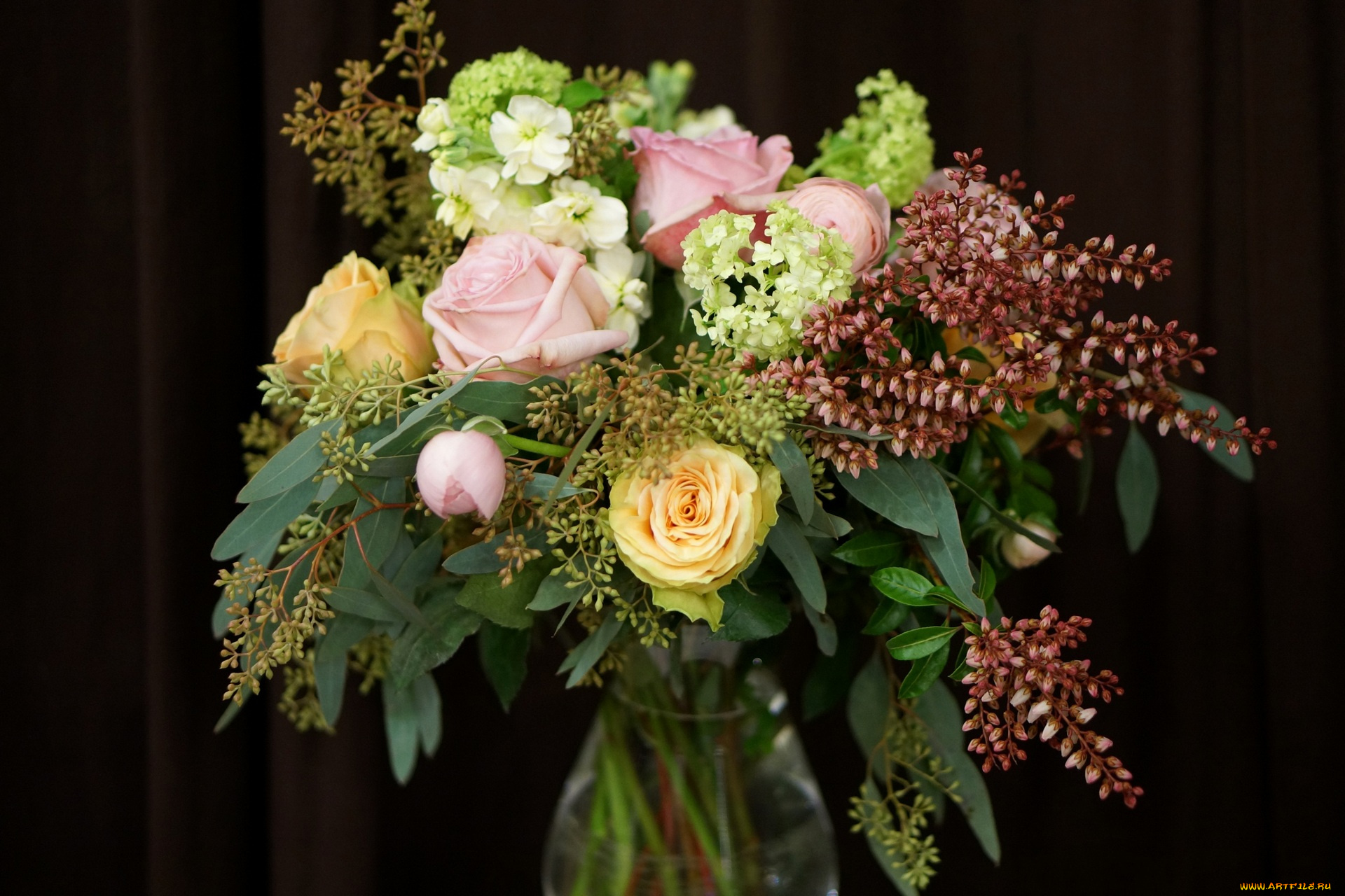 цветы, букеты, , композиции, черный, фон, разноцветные