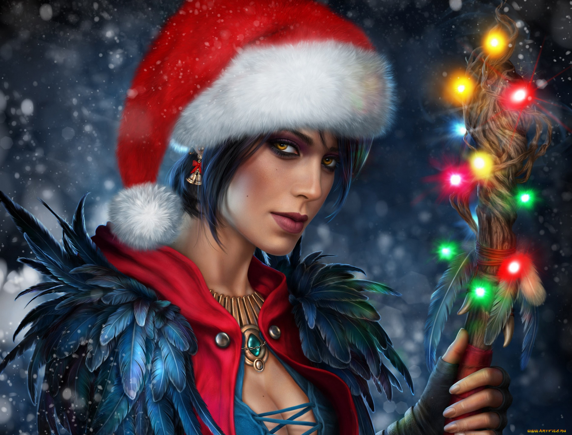 праздничные, векторная, графика, , новый, год, колье, перья, ожерелье, гирлянда