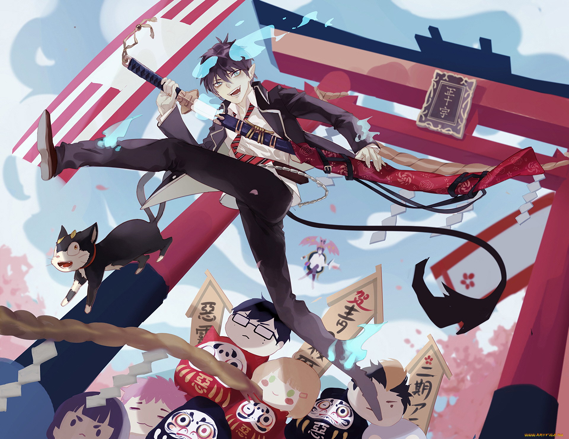 аниме, ao, no, exorcist, синий, экзорцист