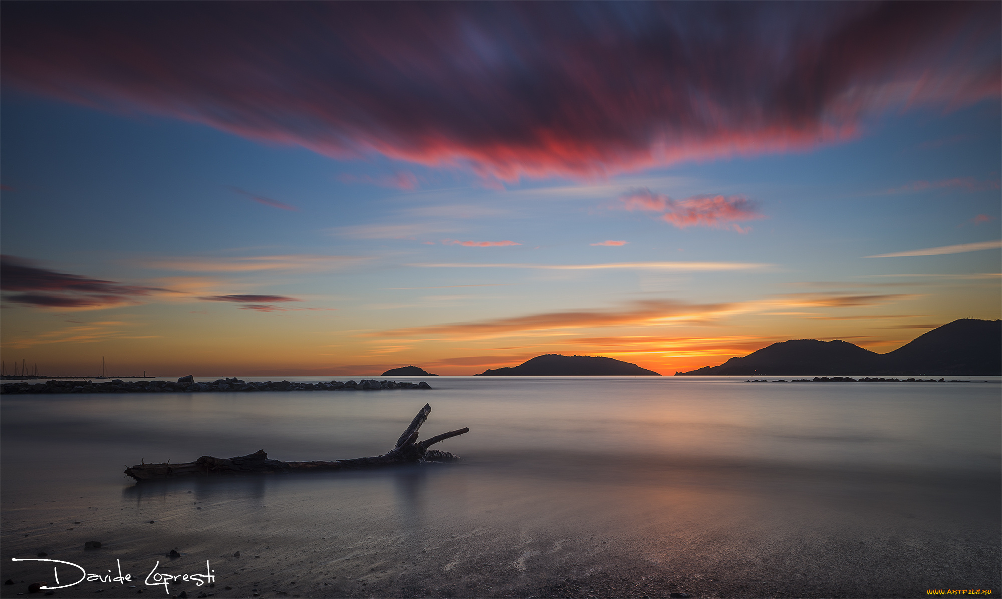 природа, побережье, закат, скалы, берег, небо, италия, море, облака