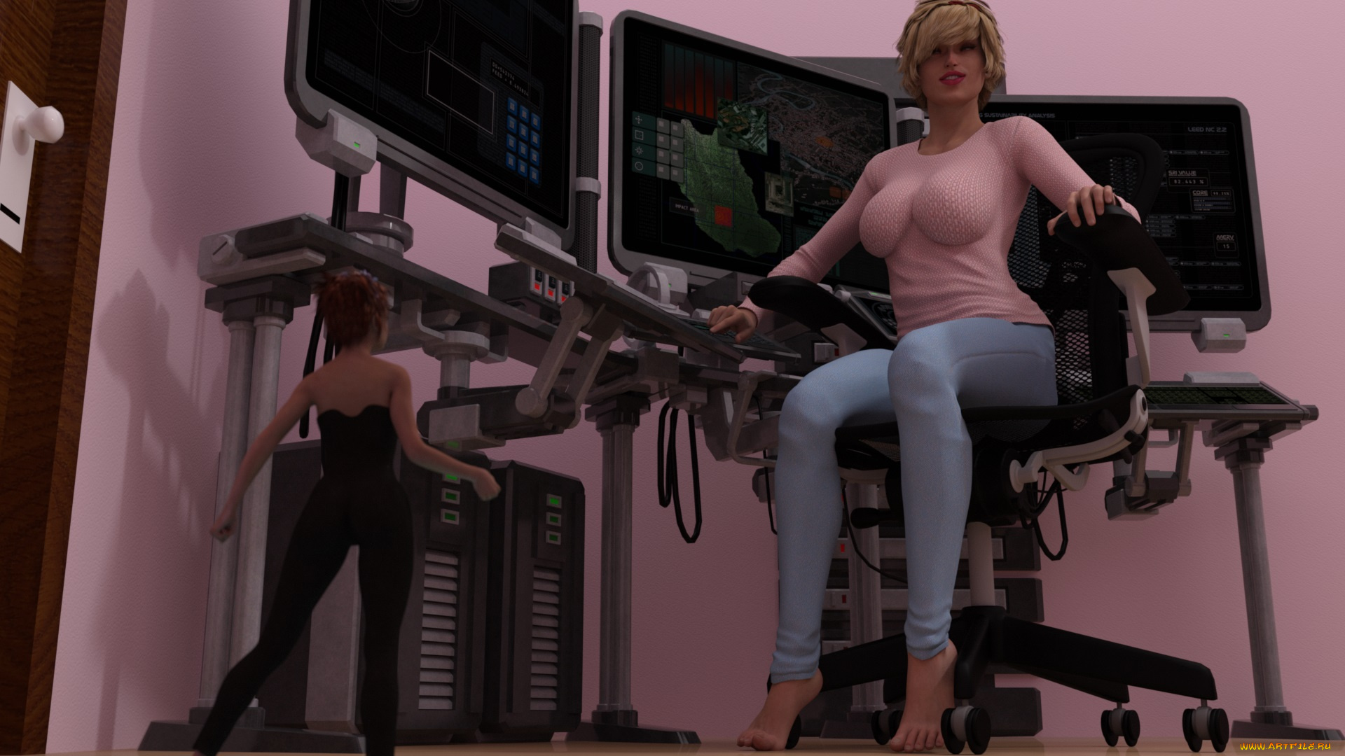 3д, графика, фантазия, , fantasy, девушка, взгляд, фон