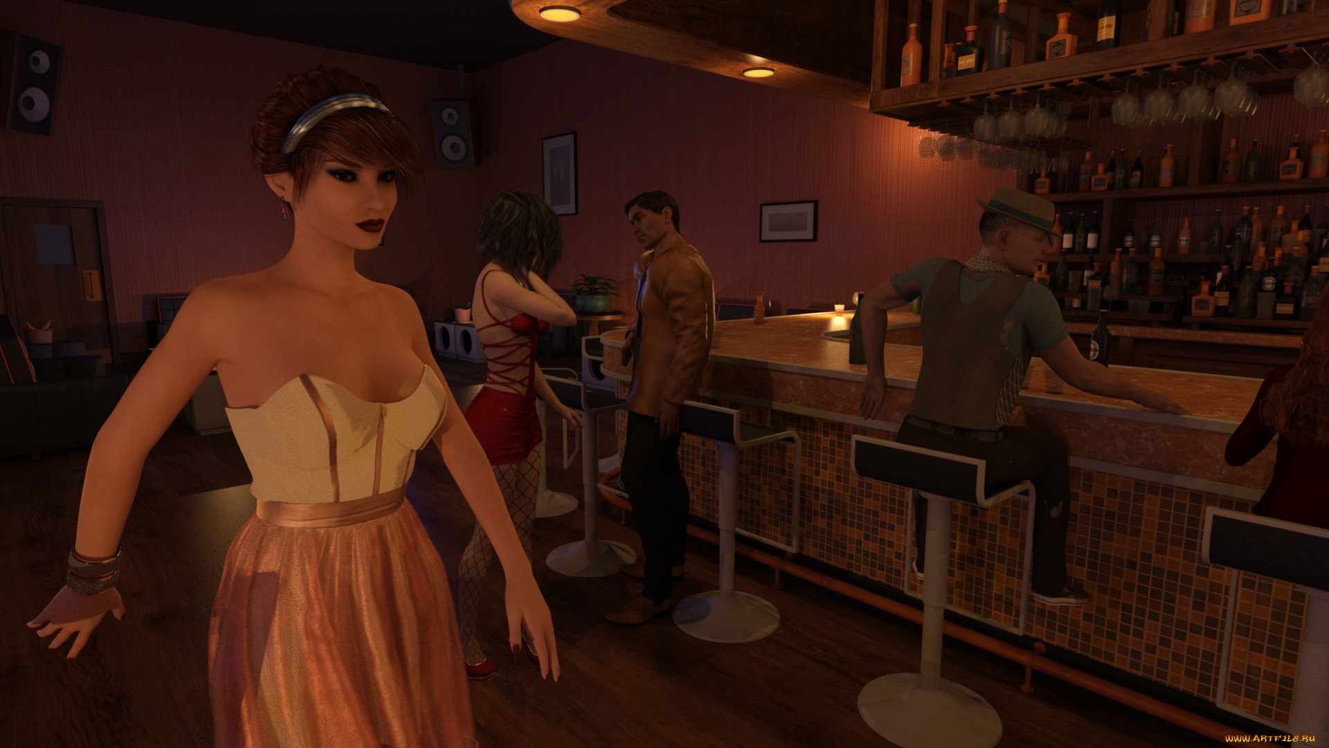 3д, графика, фантазия, , fantasy, девушки, взгляд, фон