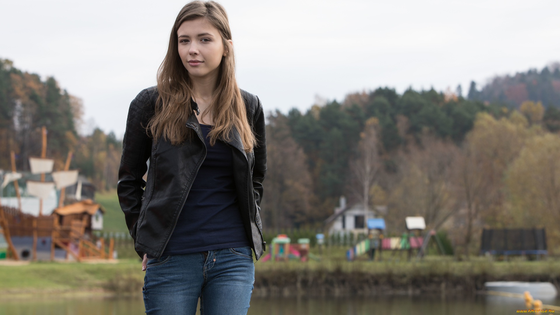 девушки, mila, azul, девушка, гора, фон