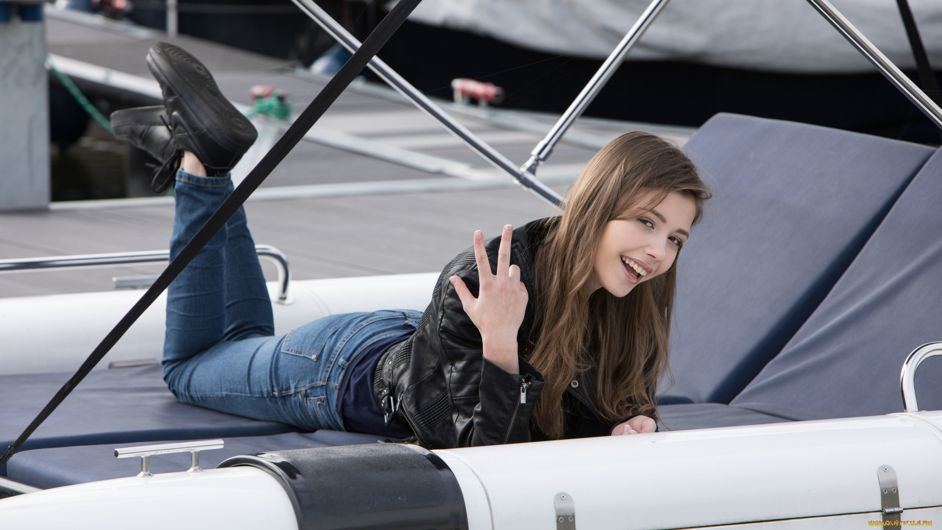 девушки, mila, azul, улыбка, взгляд, фон, девушка