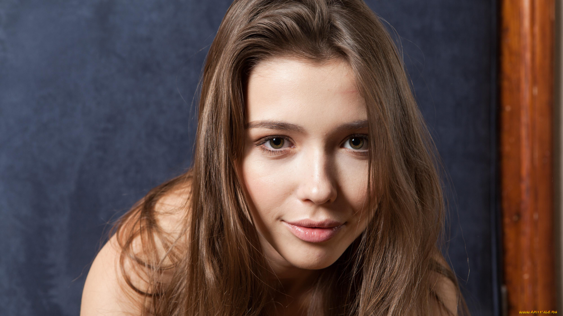 девушки, mila, azul, взгляд, фон, девушка