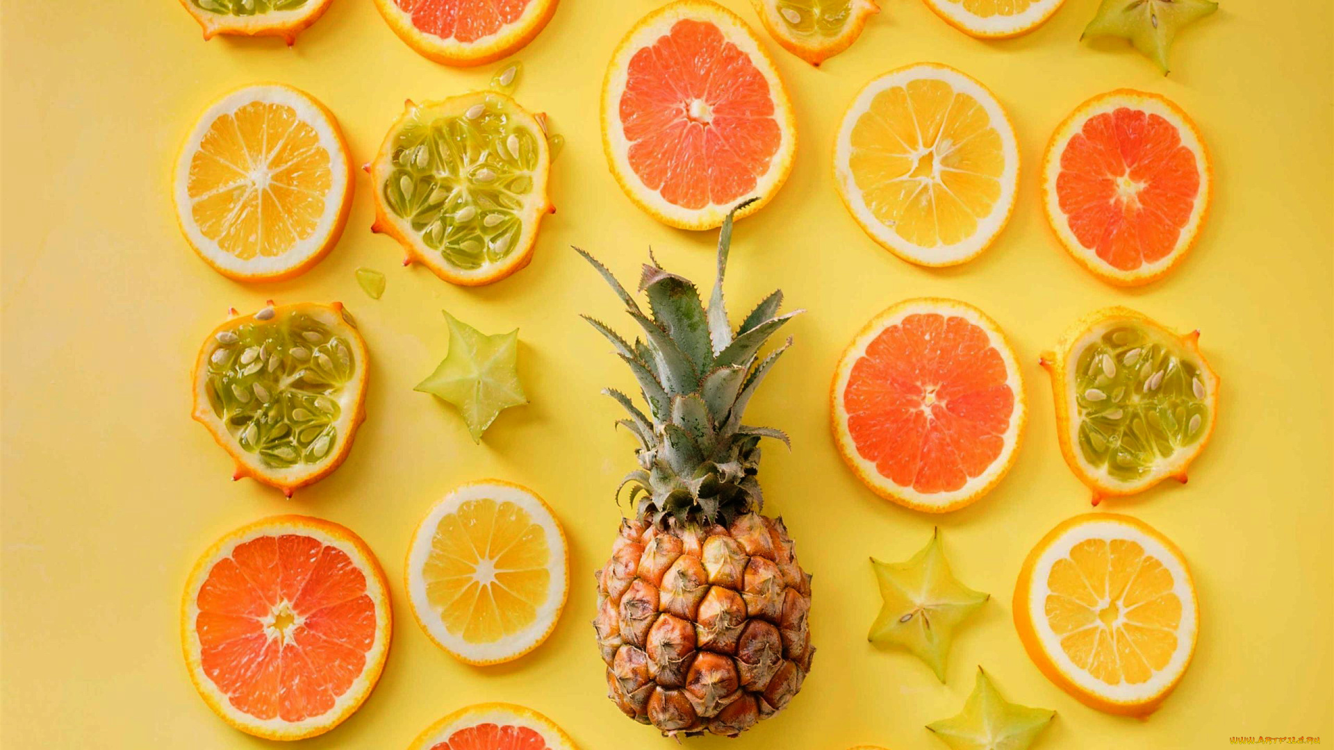 еда, фрукты, , ягоды, ананас, карамбола, апельсин