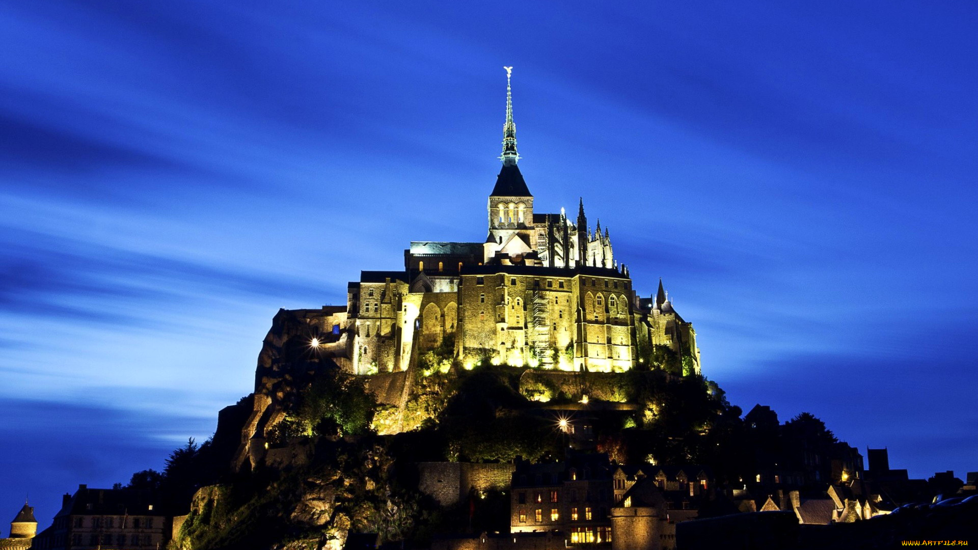 города, крепость, мон-сен-мишель, , франция, крепость