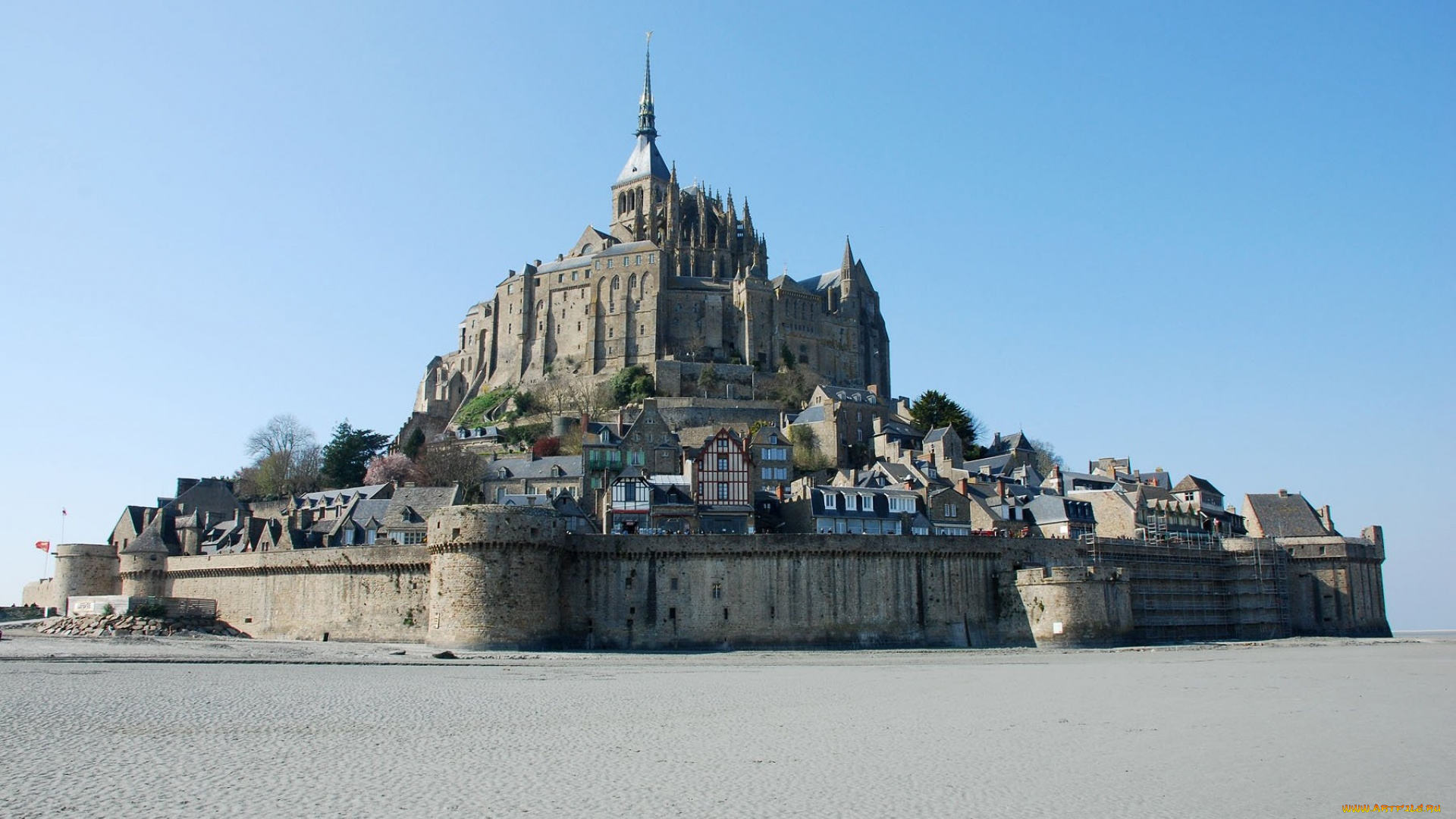 города, крепость, мон-сен-мишель, , франция, крепость