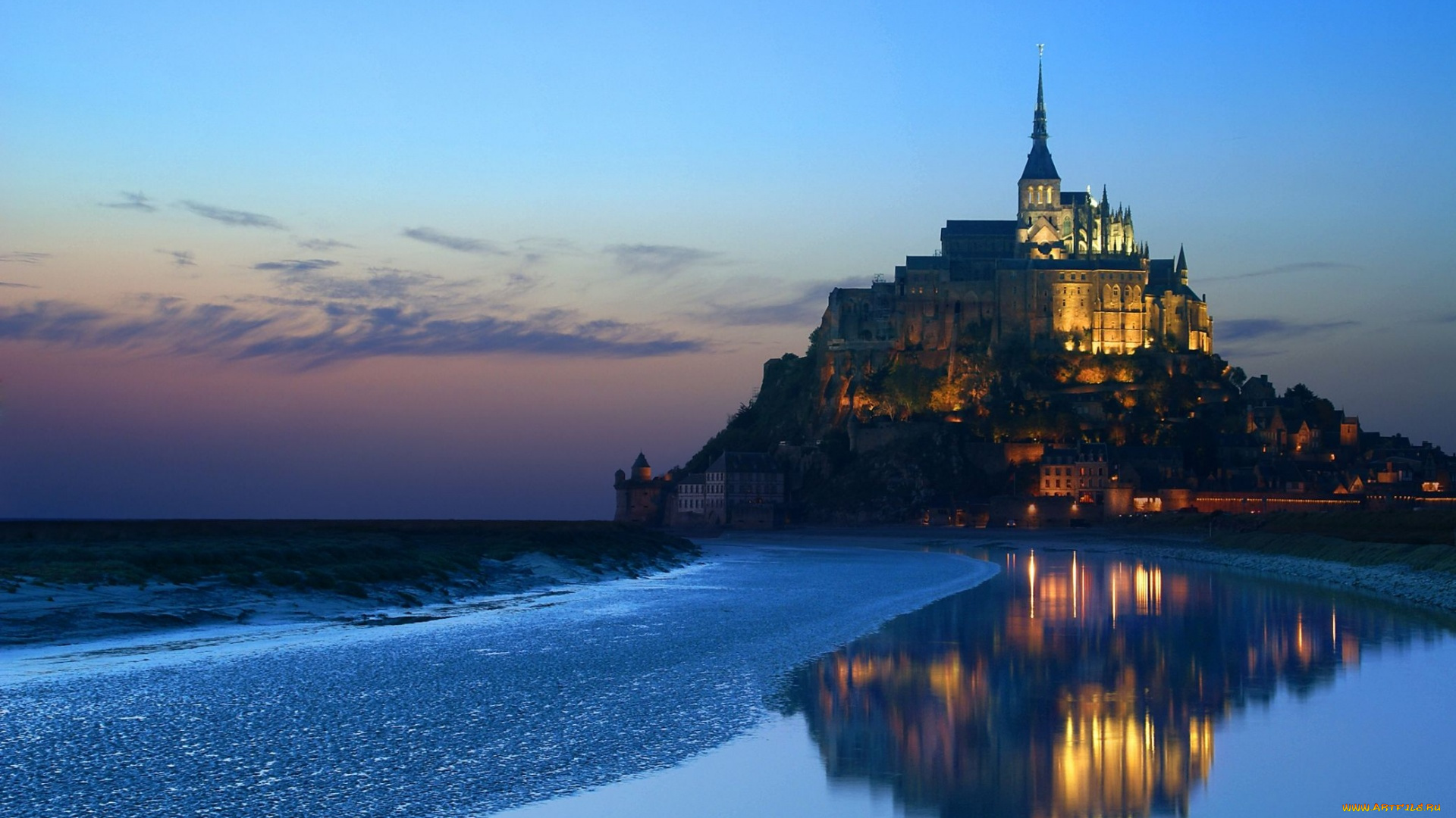 города, крепость, мон-сен-мишель, , франция, крепость