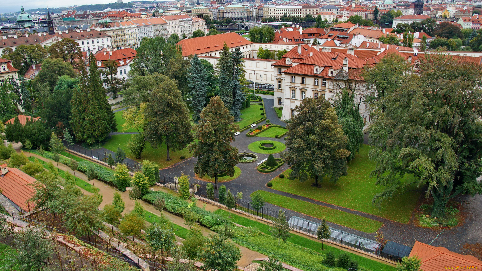 города, прага, , Чехия, панорама