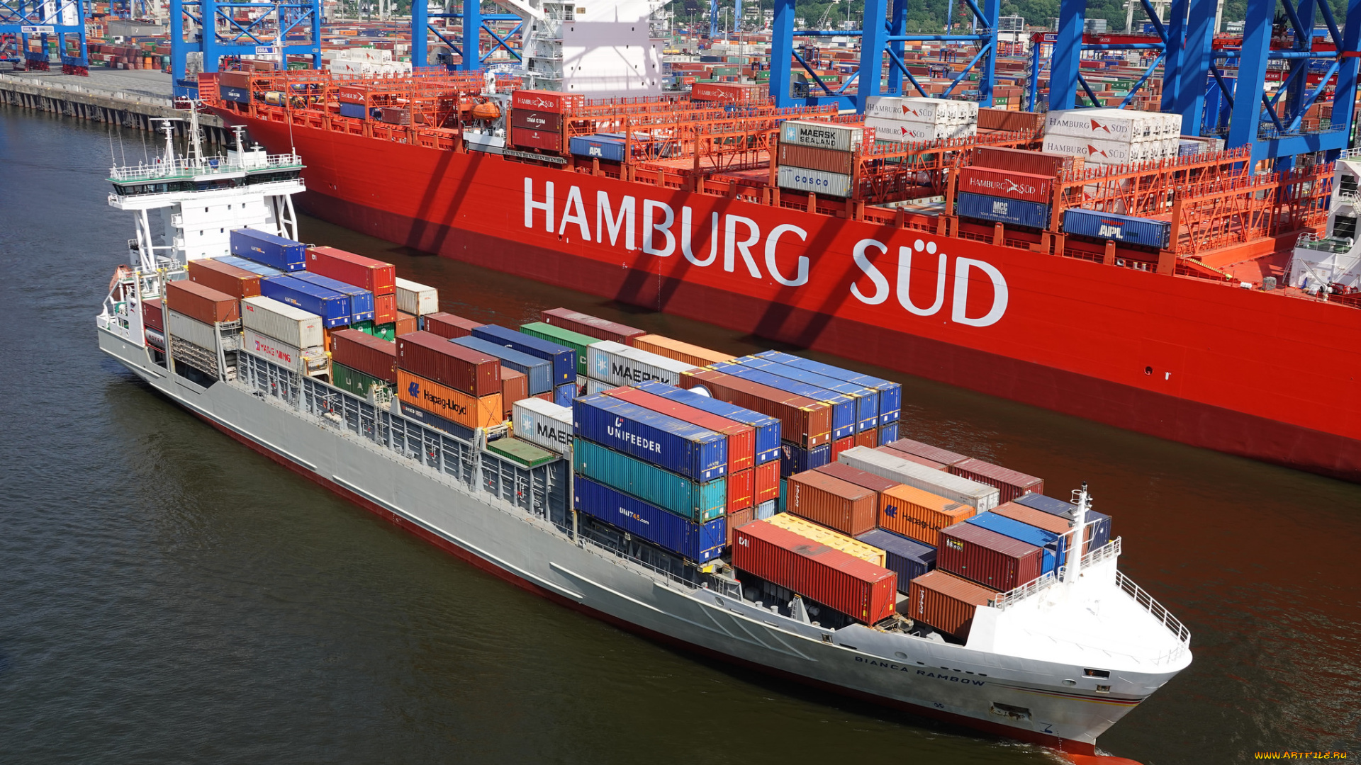 корабли, грузовые, суда, контейнеровоз