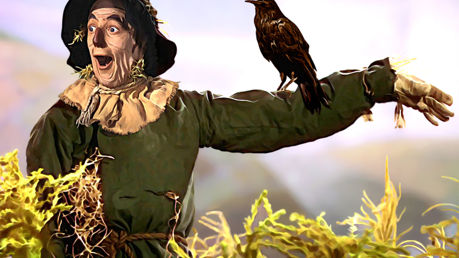 рисованное, комиксы, мужчина, ворон, фон