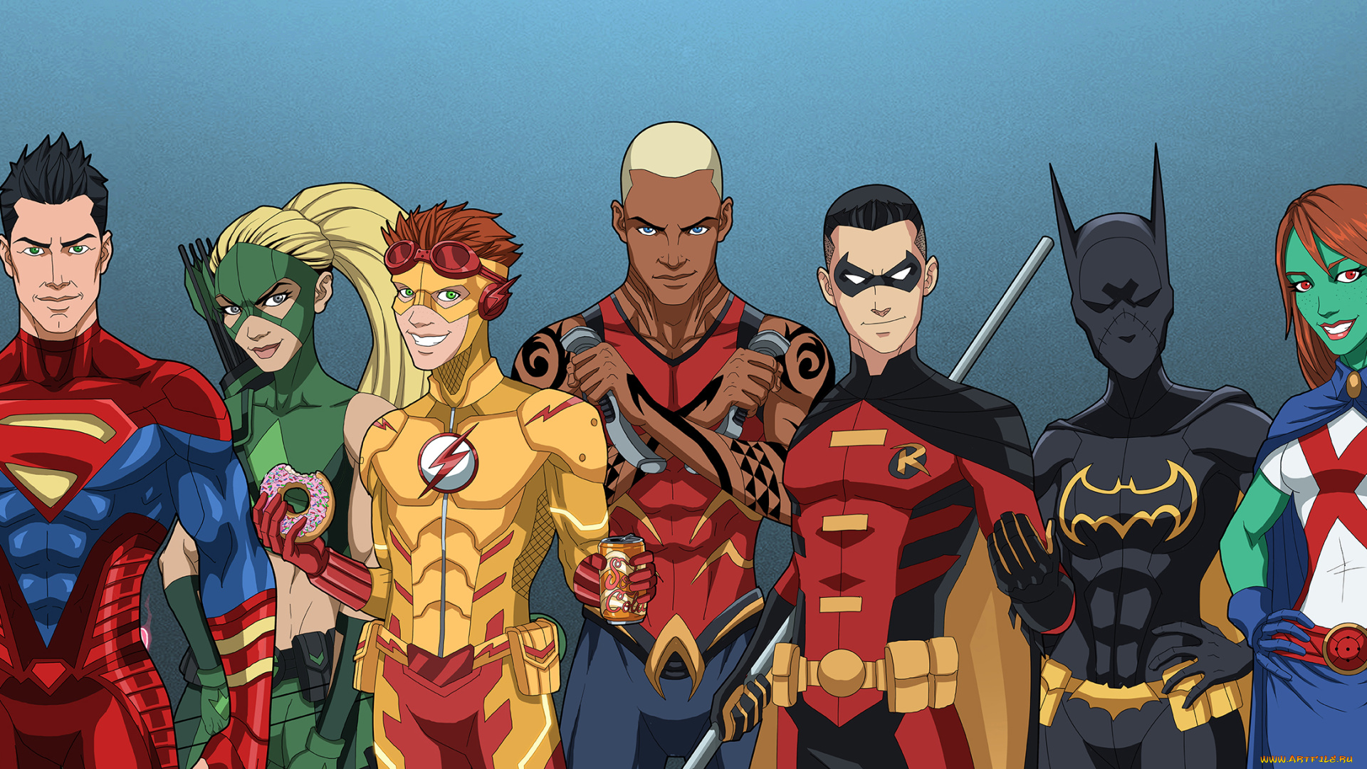 рисованное, комиксы, мужчины, униформа, взгляд, девушки, фон