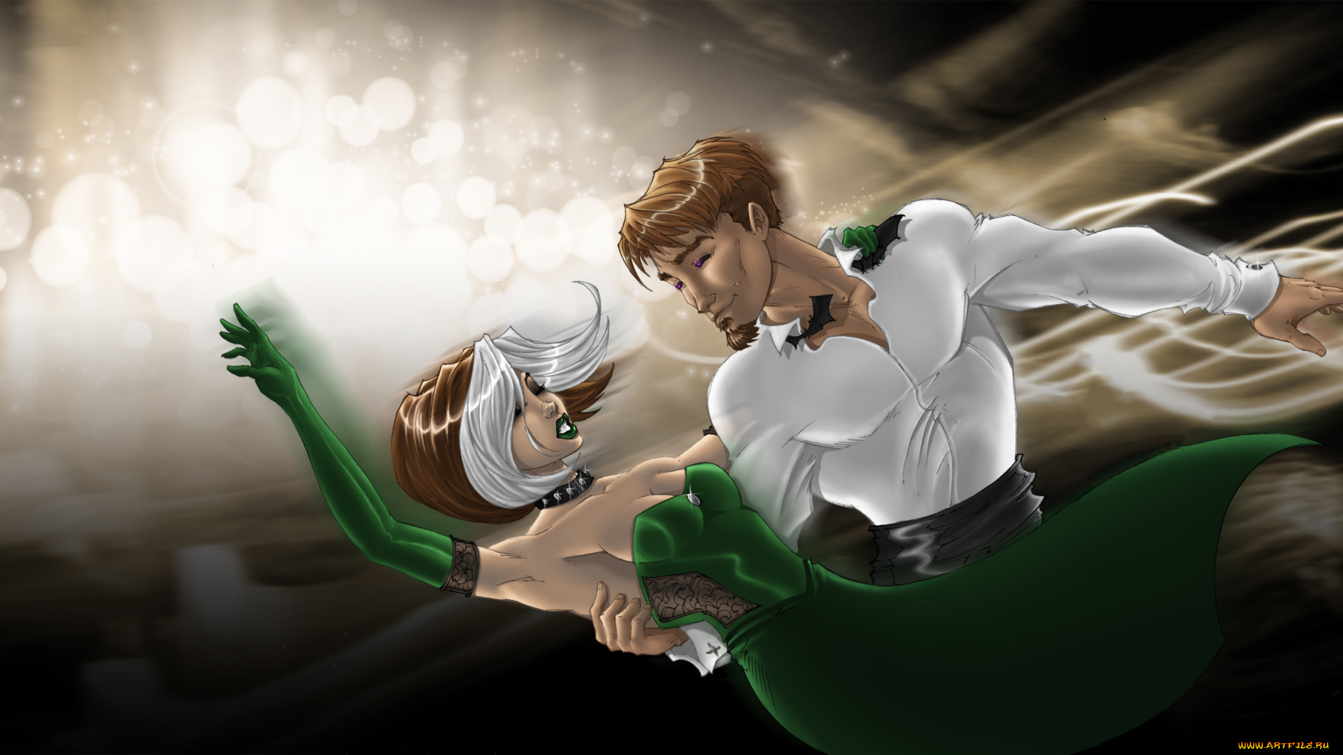 рисованное, люди, девушка, мужчина, фон, танец