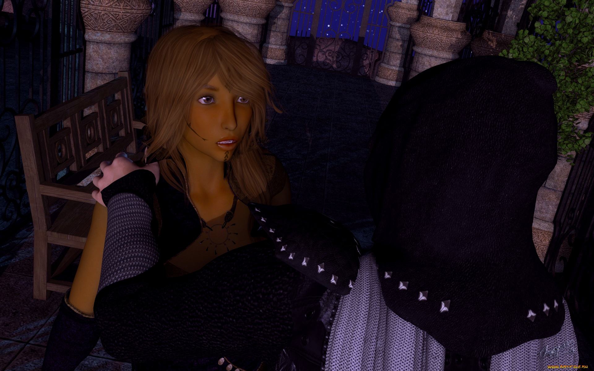 3д, графика, фантазия, , fantasy, фон, взгляд, девушка