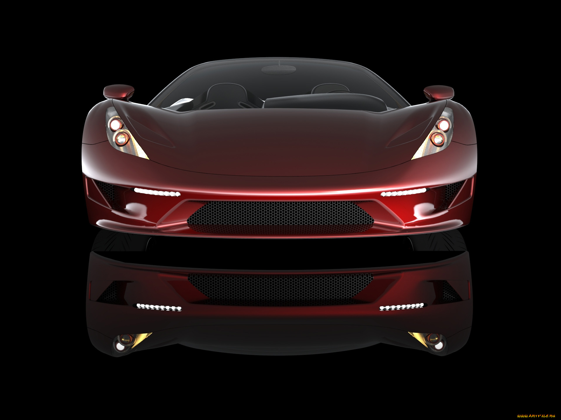 автомобили, 3д, красная, машина