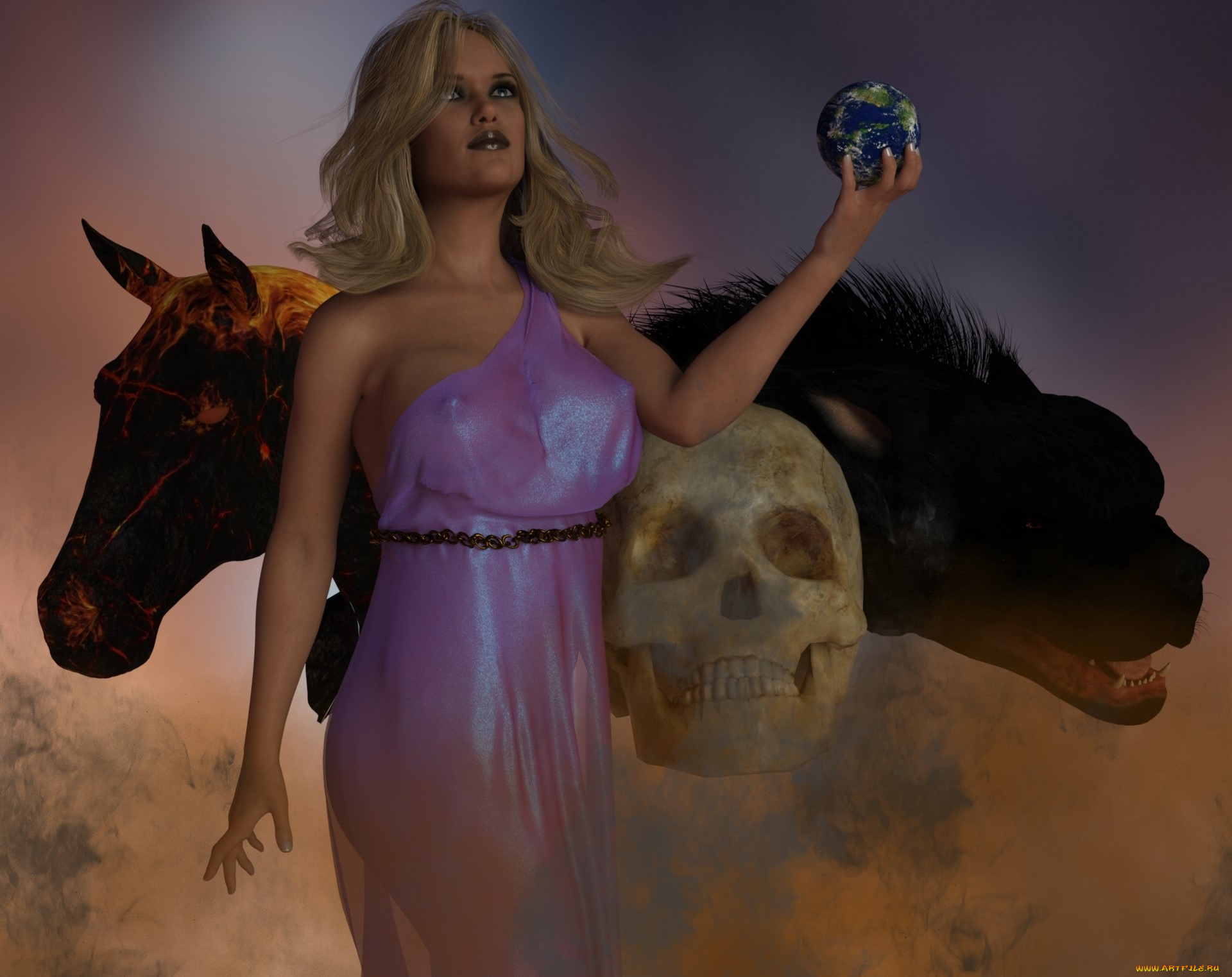 3д, графика, фантазия, , fantasy, взгляд, девушка, фон