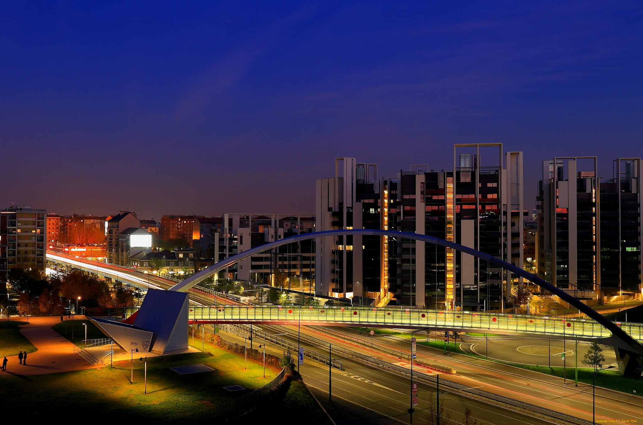 города, милан, , италия, милан, вечер, огни