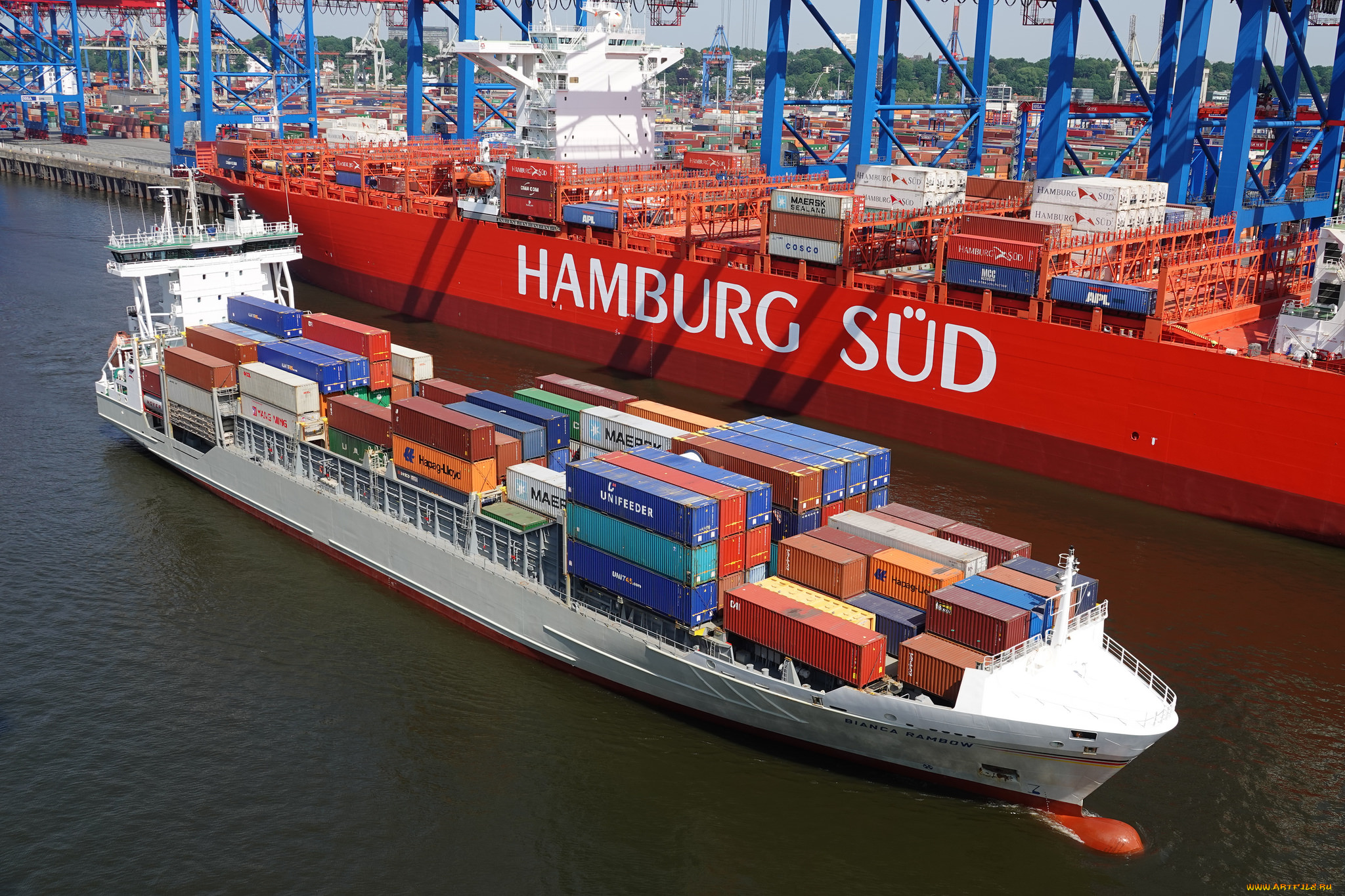корабли, грузовые, суда, контейнеровоз