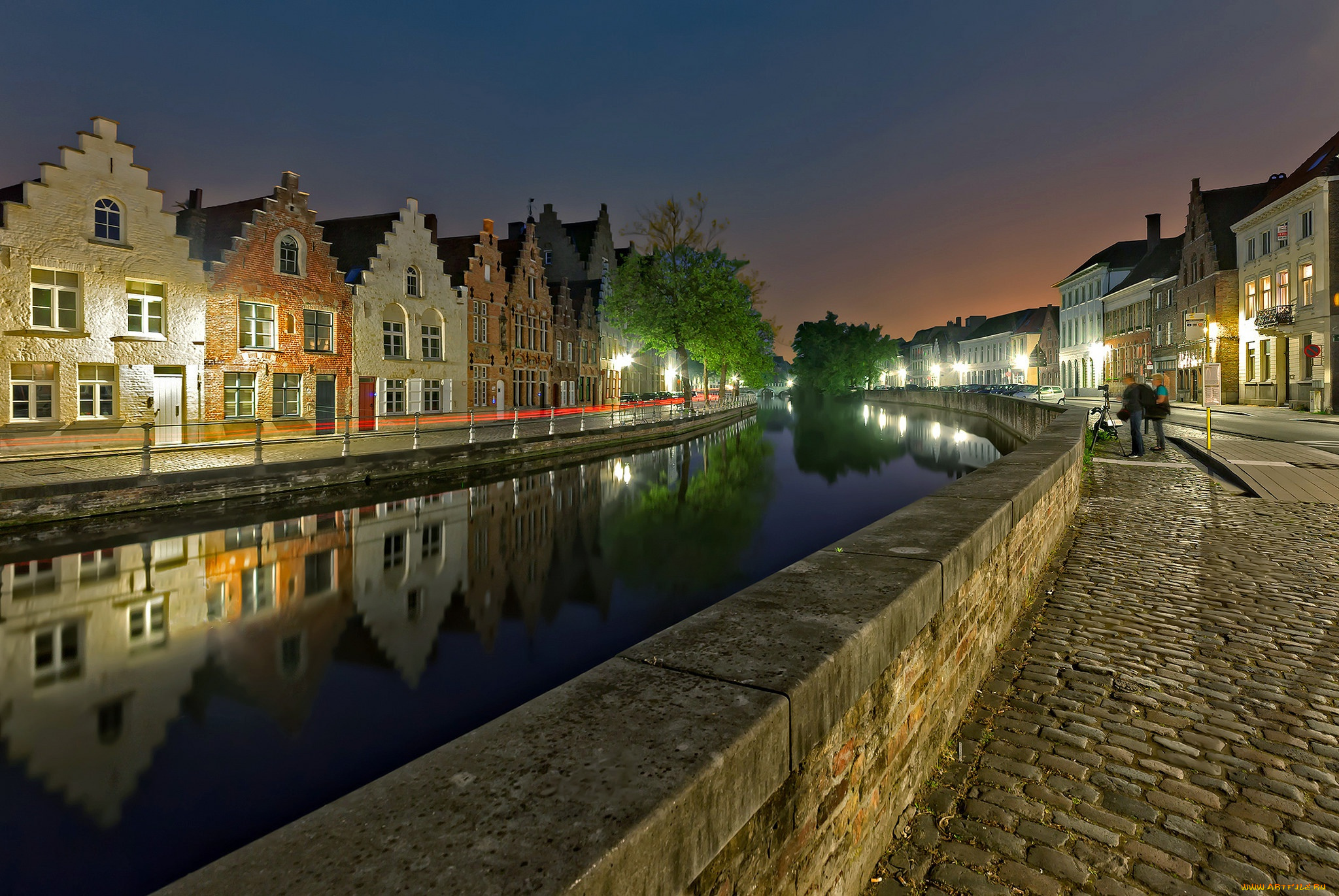 города, брюгге, , бельгия, огни, вечер, брюгге