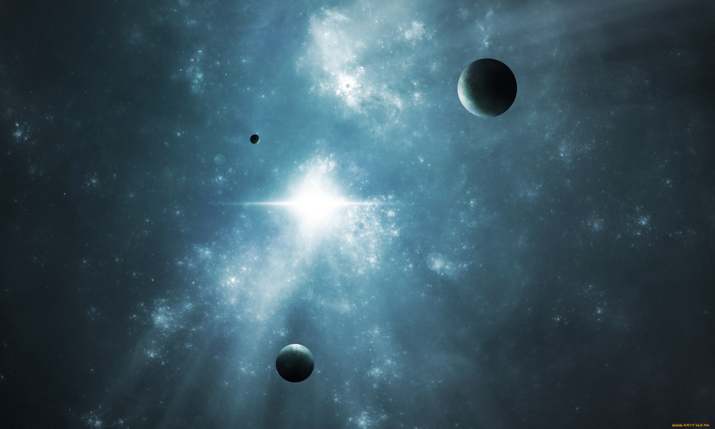 космос, арт, звезды, вселенная, планета