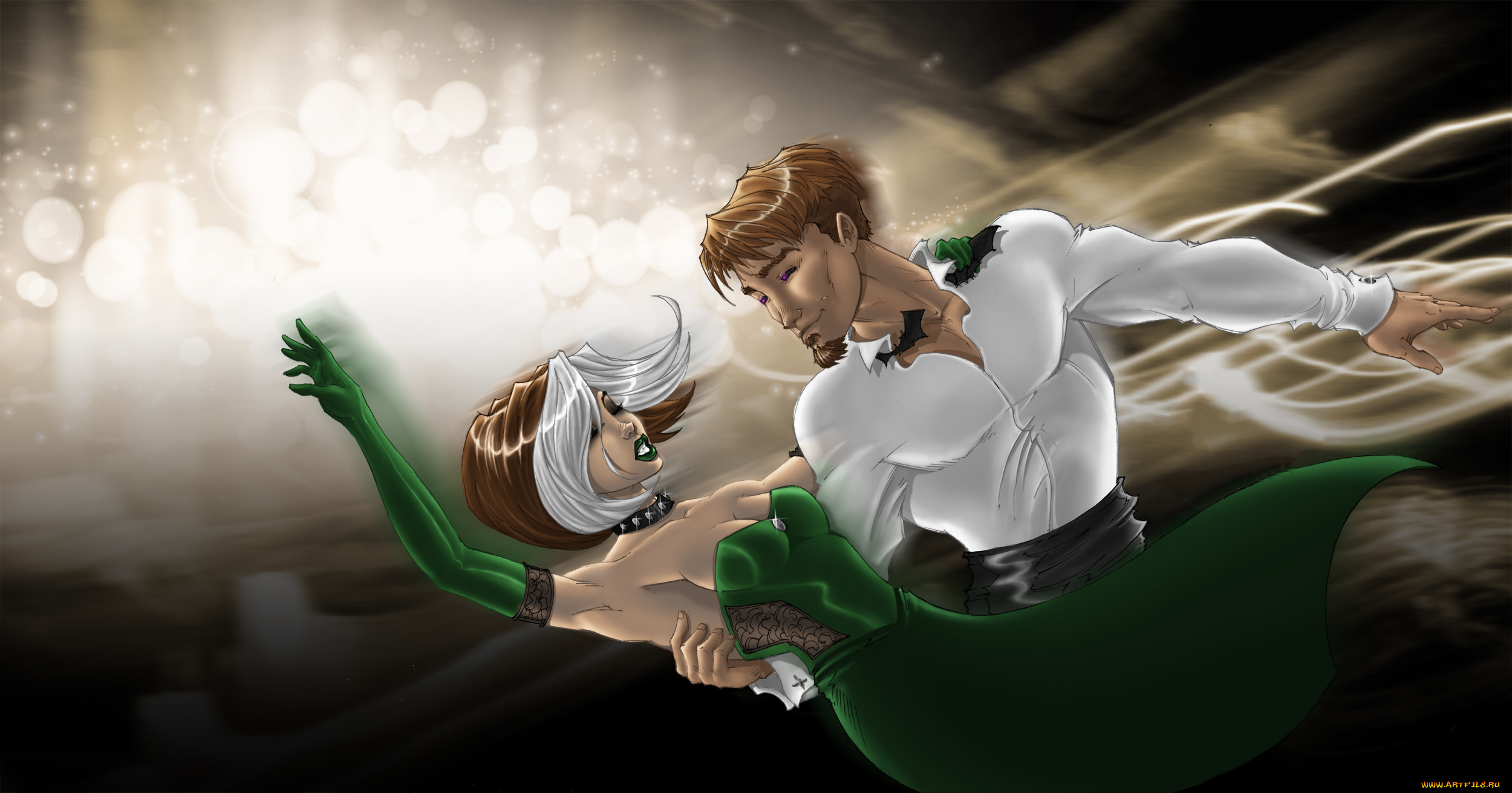 рисованное, люди, девушка, мужчина, фон, танец