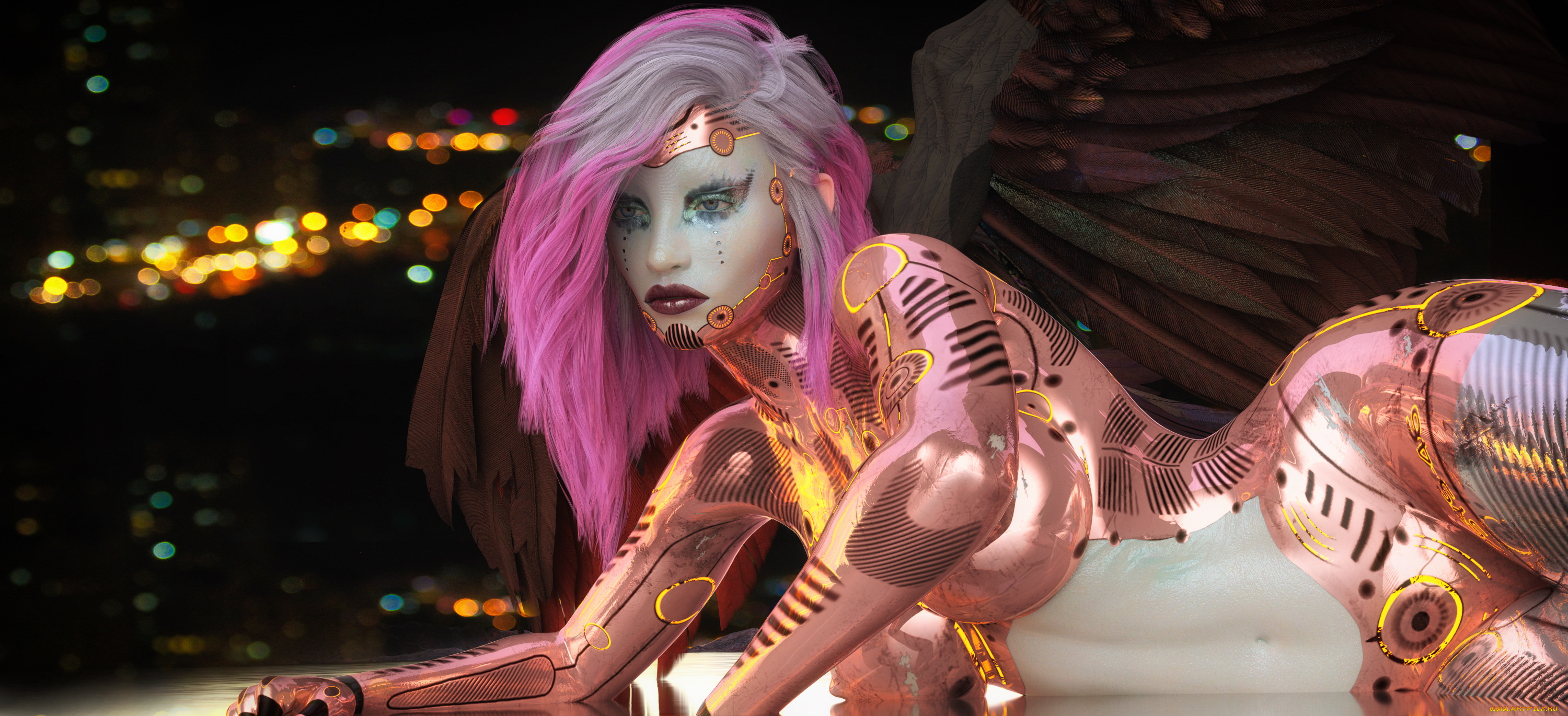 3д, графика, фантазия, , fantasy, фон, взгляд, девушка