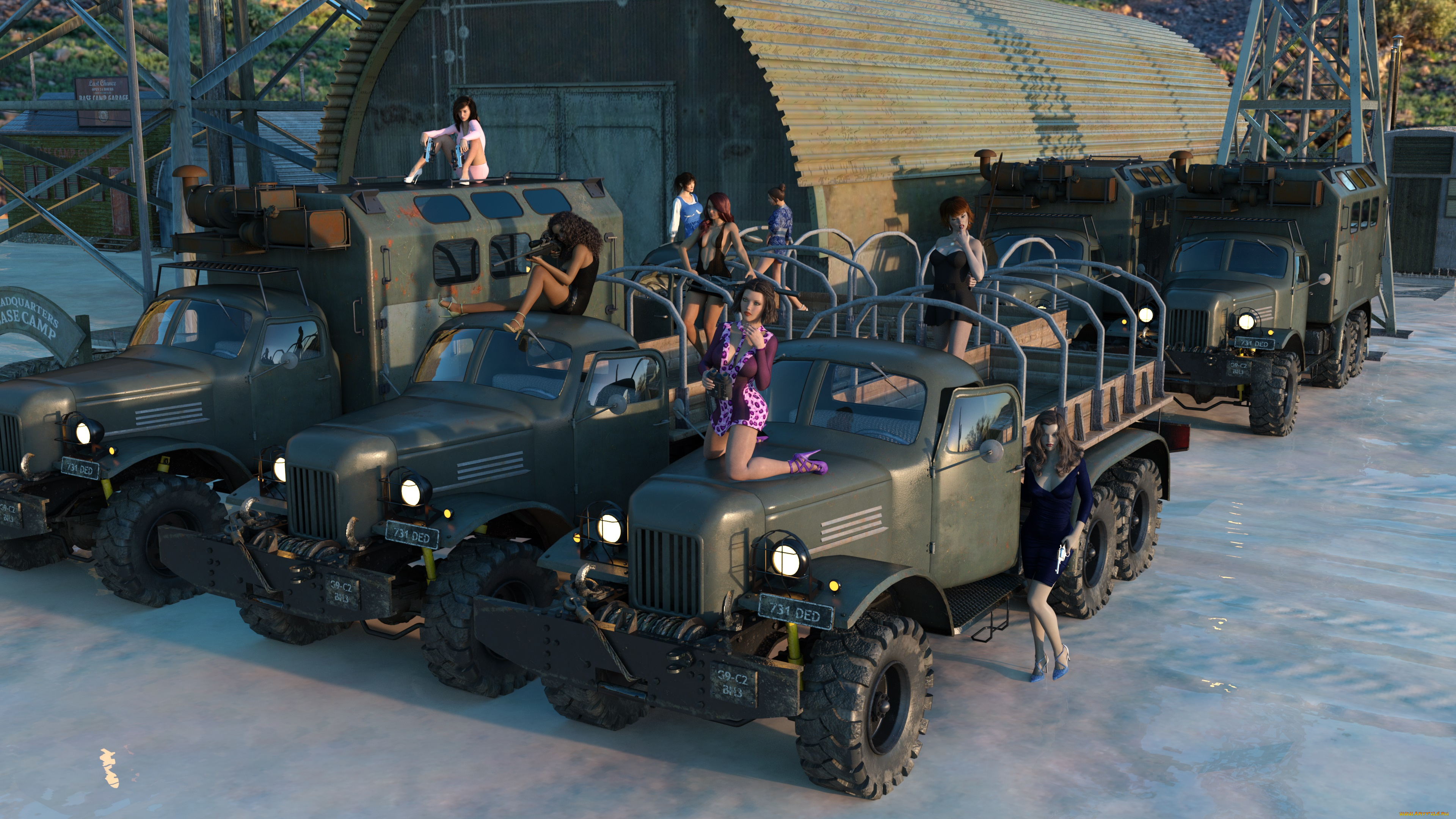 3д, графика, люди-авто, мото, , people-, car, , , moto, фон, взгляд, девушки