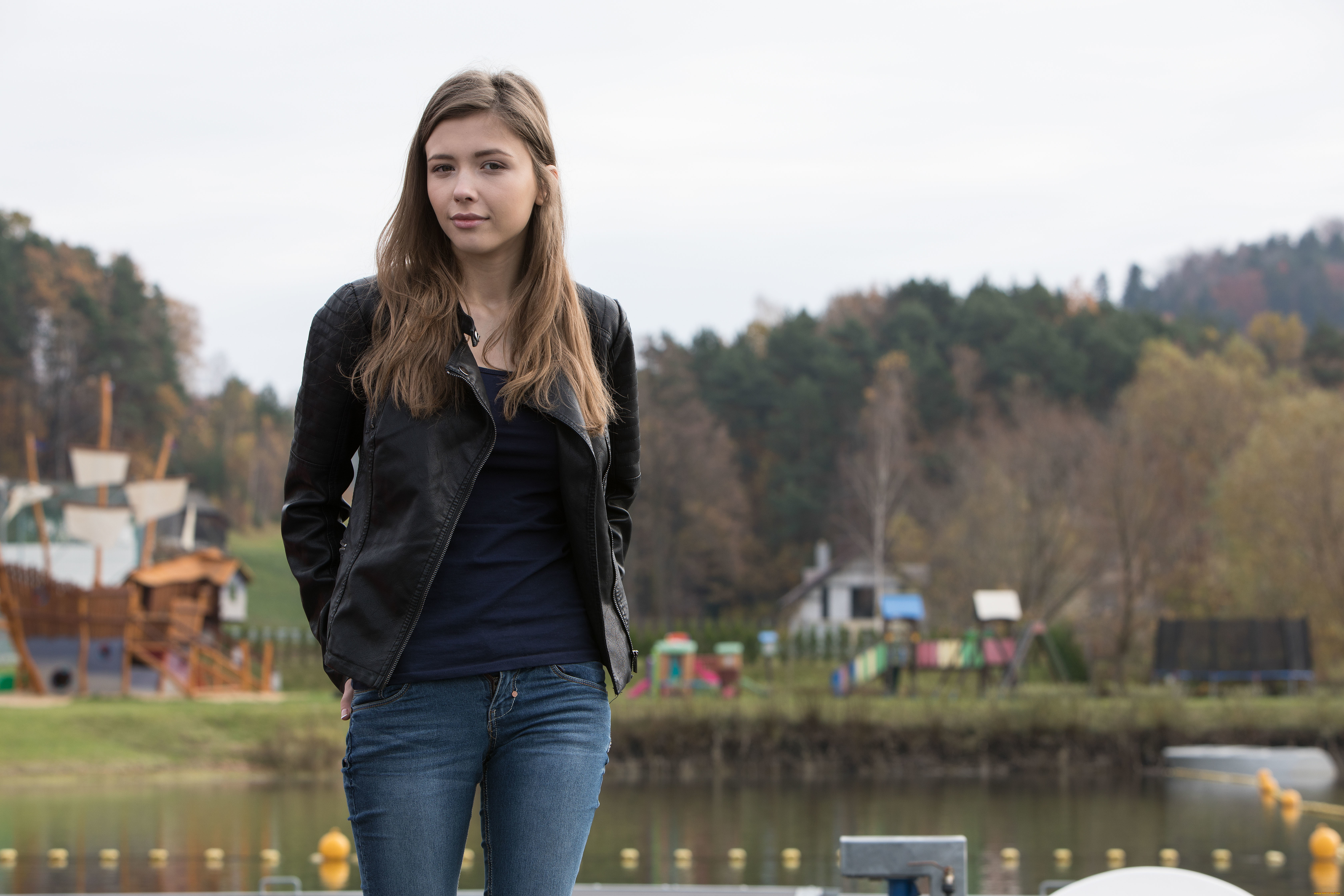 девушки, mila, azul, девушка, гора, фон