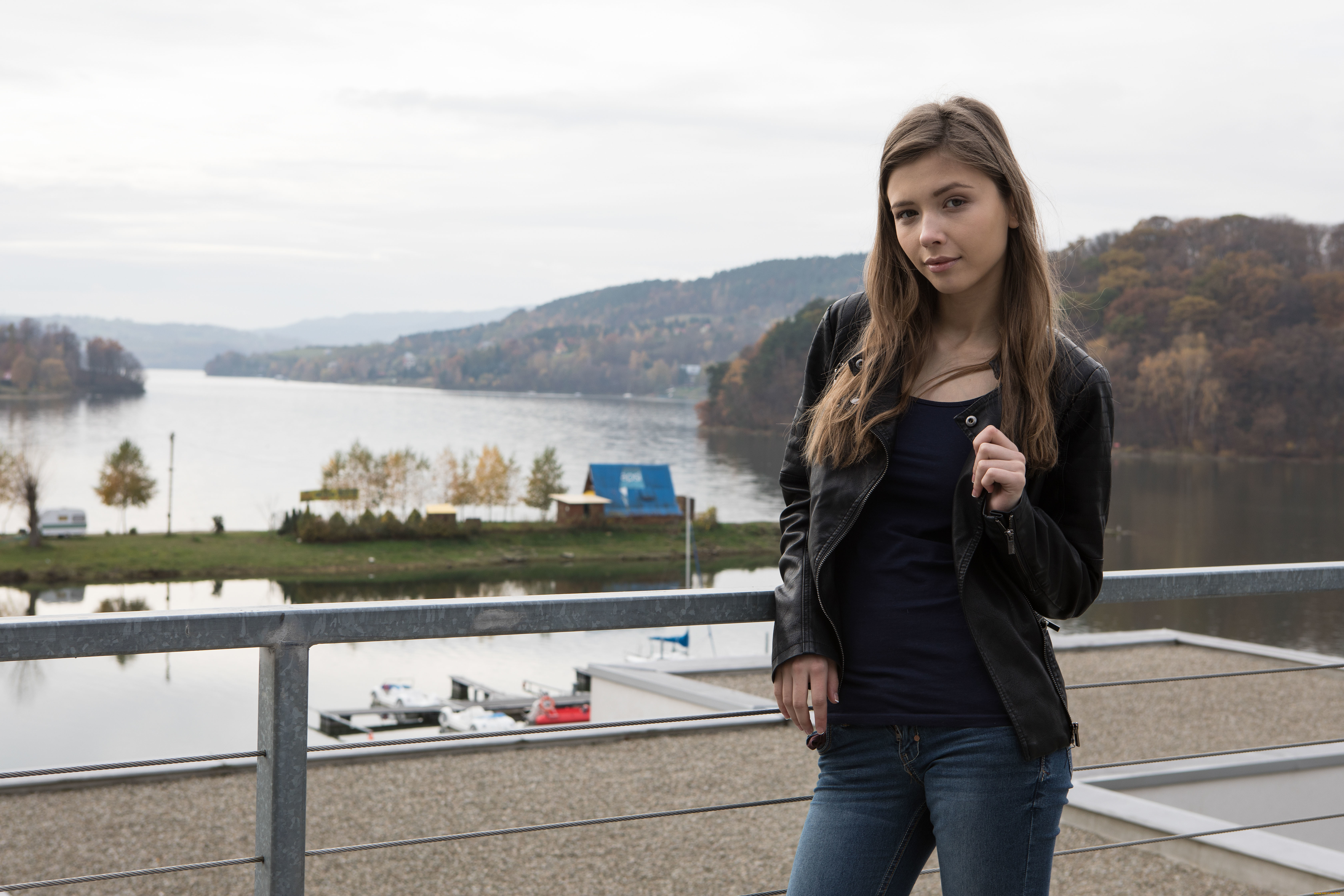 девушки, mila, azul, озеро, девушка, взгляд, фон