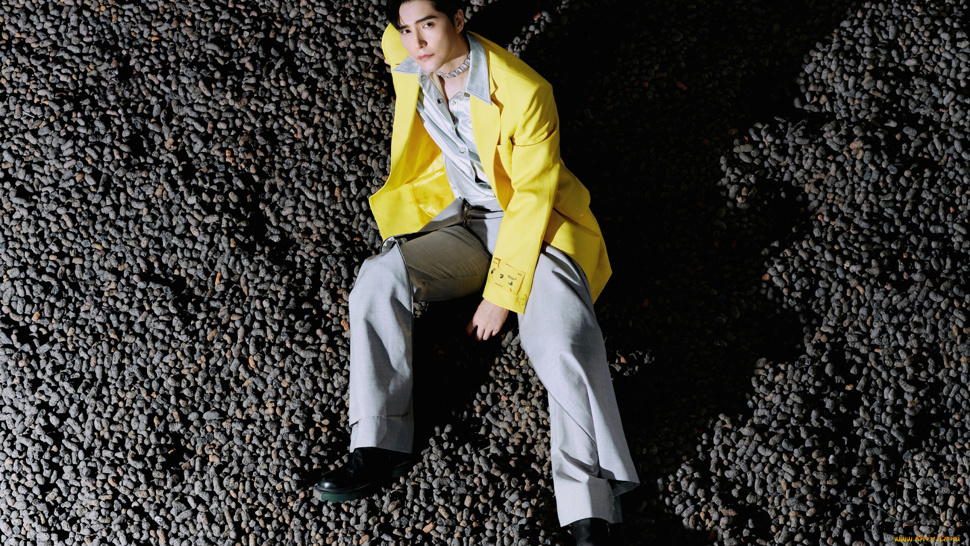 мужчины, a, yun, ga, a, yun, ga, пиджак, гравий