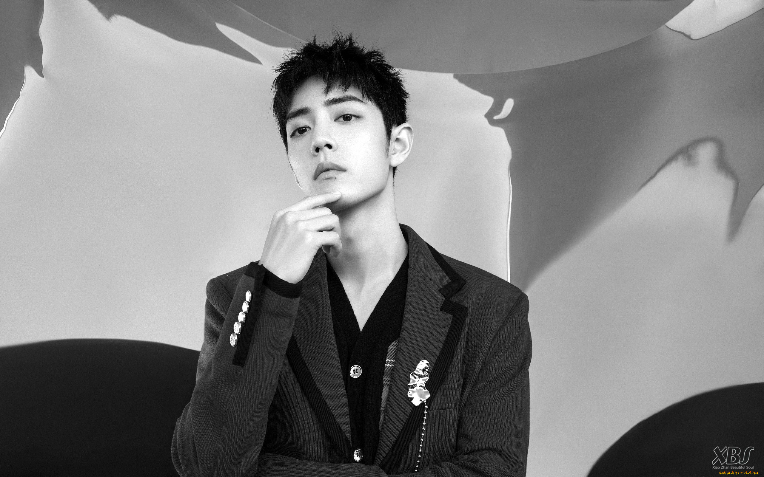 мужчины, xiao, zhan, актер, пиджак, брошь