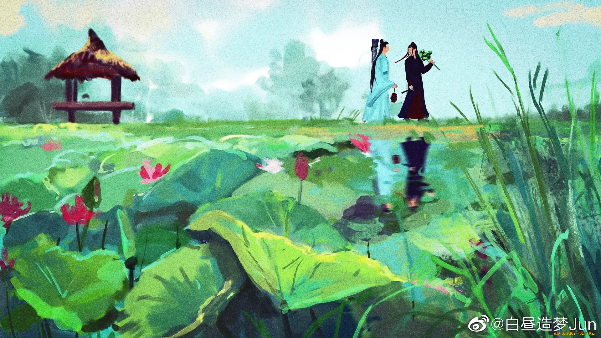 рисованное, кино, , мультфильмы, лань, ванцзи, вэй, усянь, лотосы