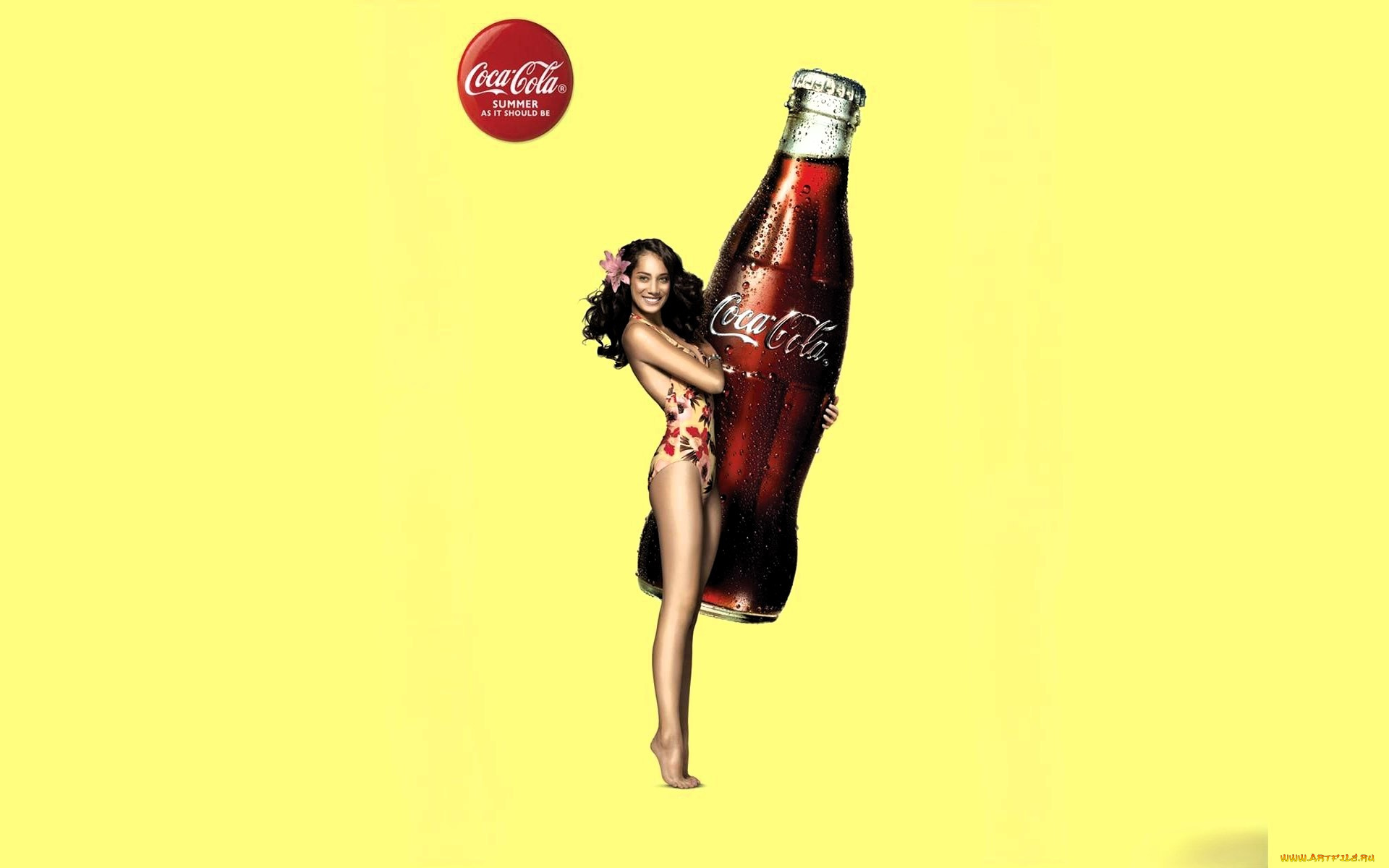 бренды, coca-cola, девушка, купальник, бутылка, кола