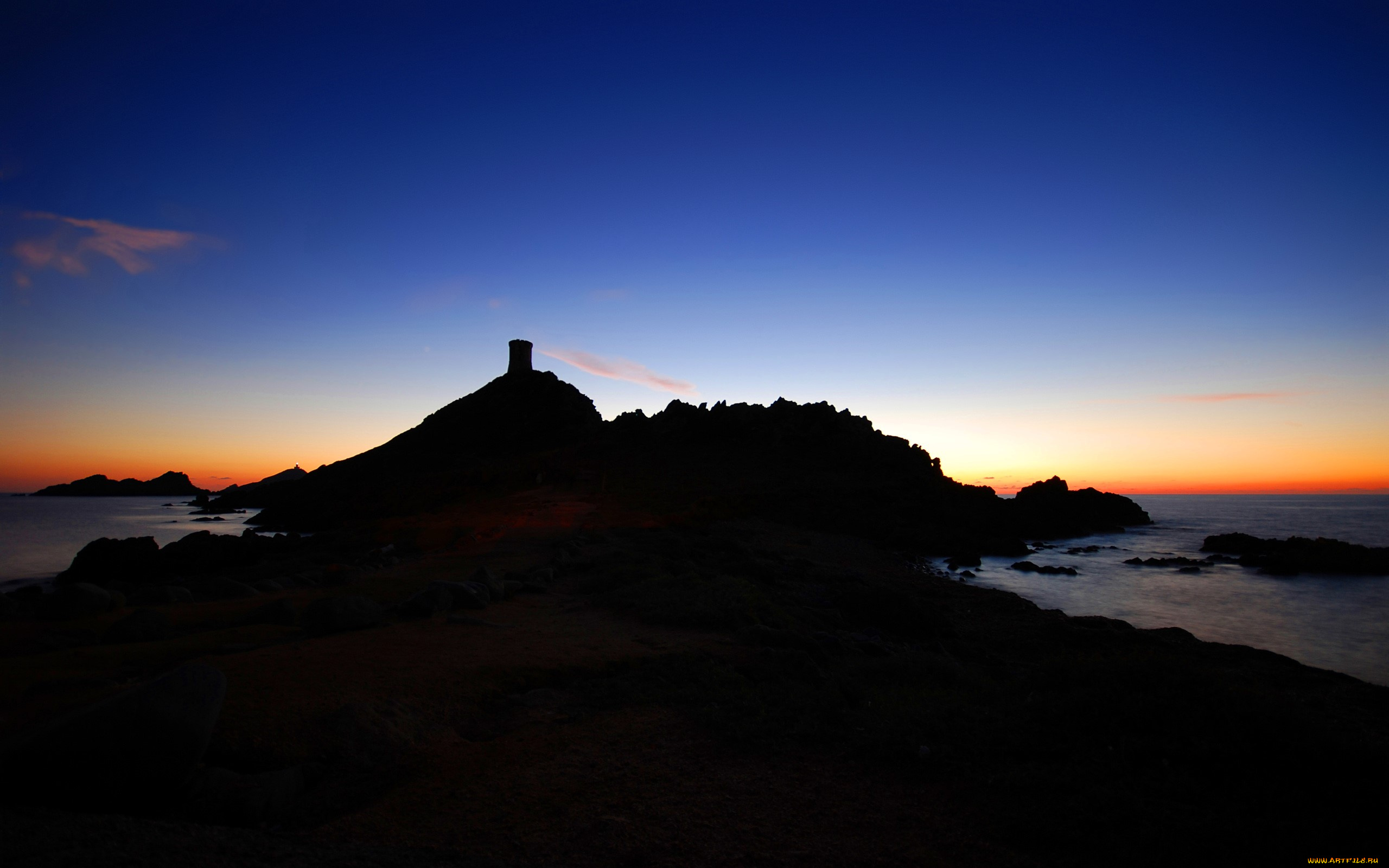 природа, побережье, закат, силуэт, берег