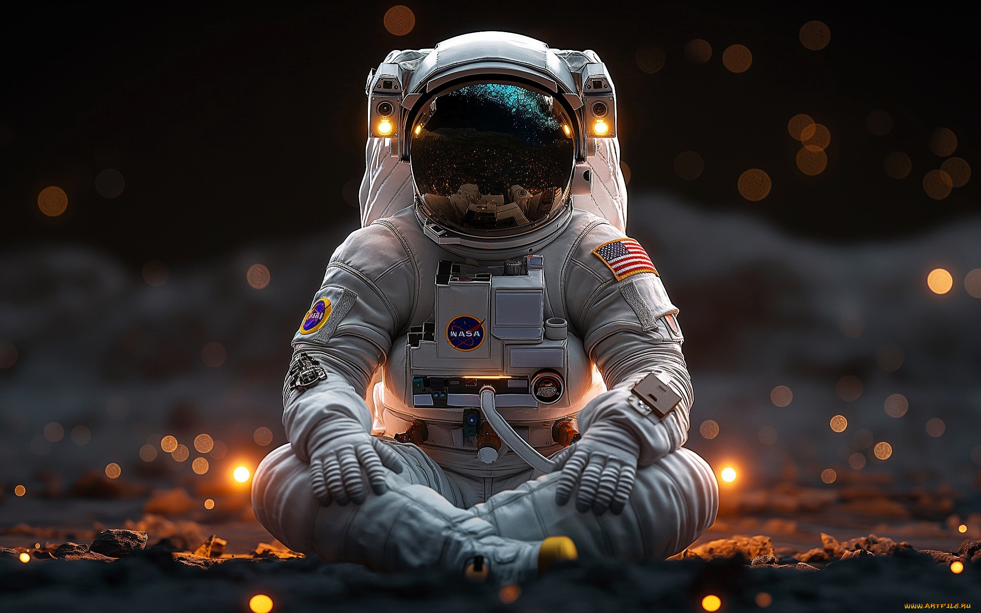 космос, астронавты, космонавты, астронавт, шлем, скафандр, планета, искры