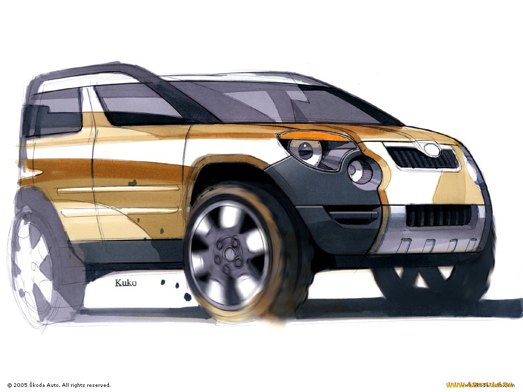 skoda, yeti, рисованные, авто, мото