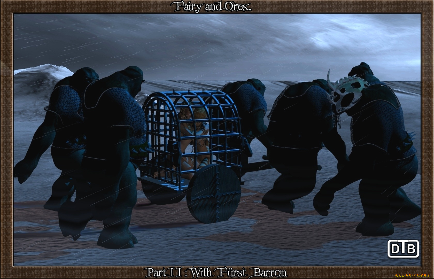 3д, графика, fantasy, фантазия, орки, клетка, эльфы