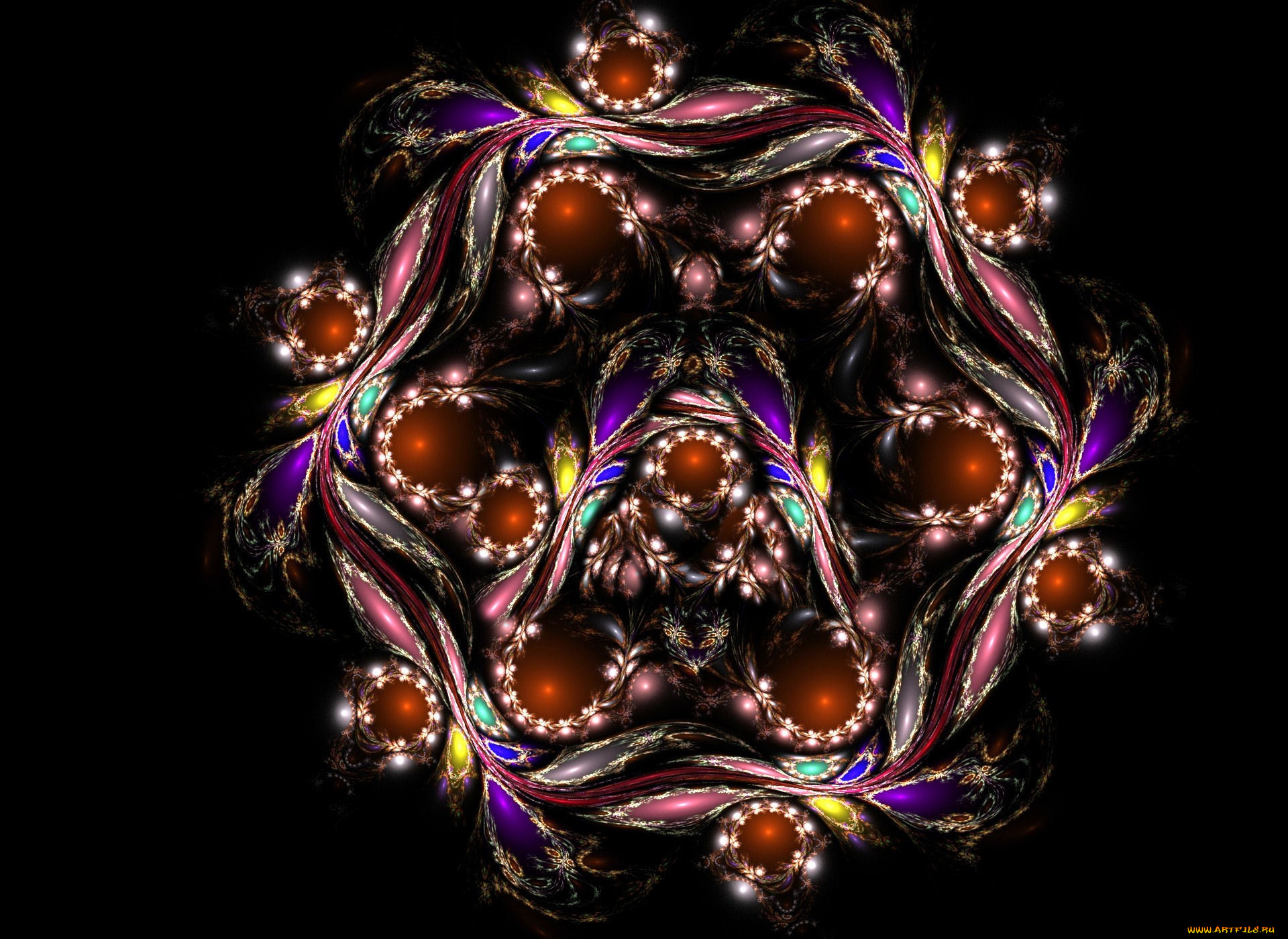 3д, графика, fractal, фракталы, фрактал, цвета, узор