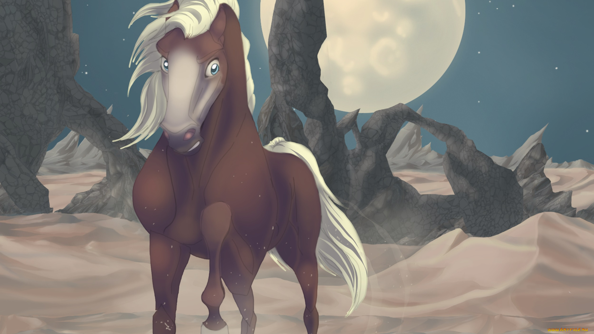 рисованные, животные, лошади, звезды, планета, лошадь