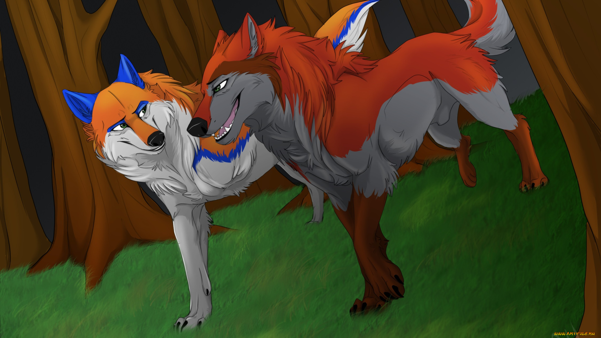 рисованные, животные, сказочные, мифические, собаки