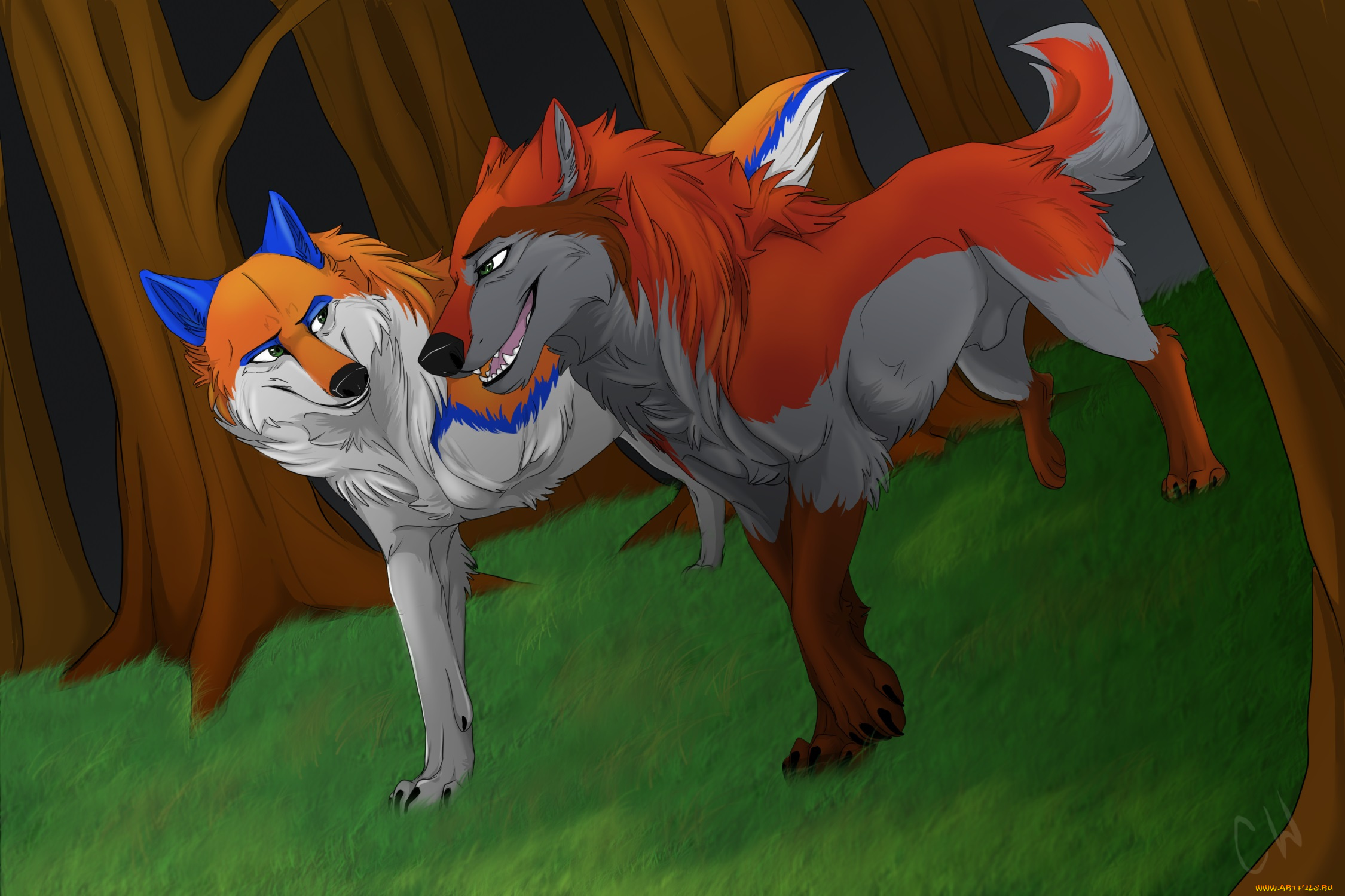 рисованные, животные, сказочные, мифические, собаки