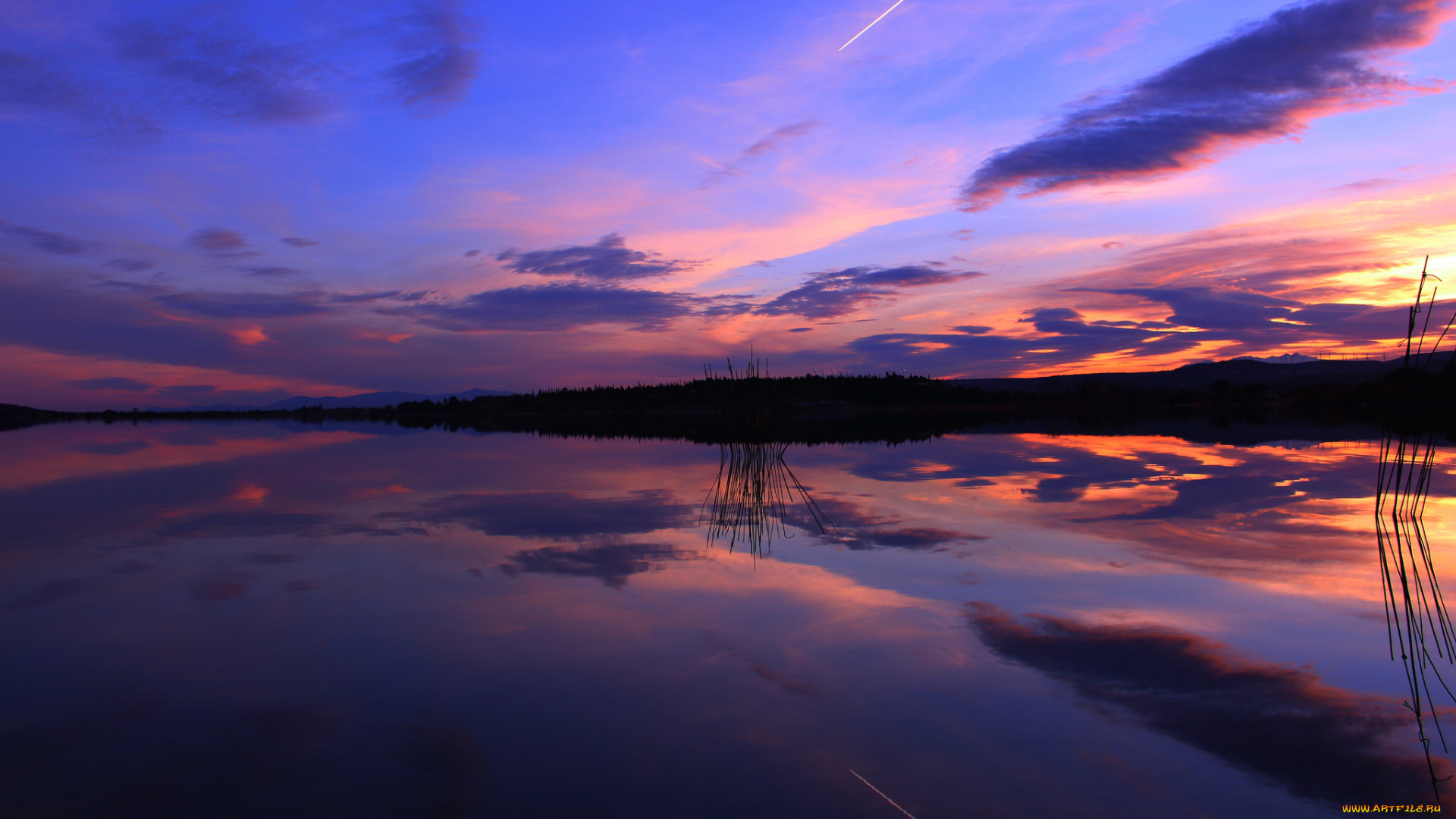 природа, реки, озера, отражение, закат, вечер, озеро