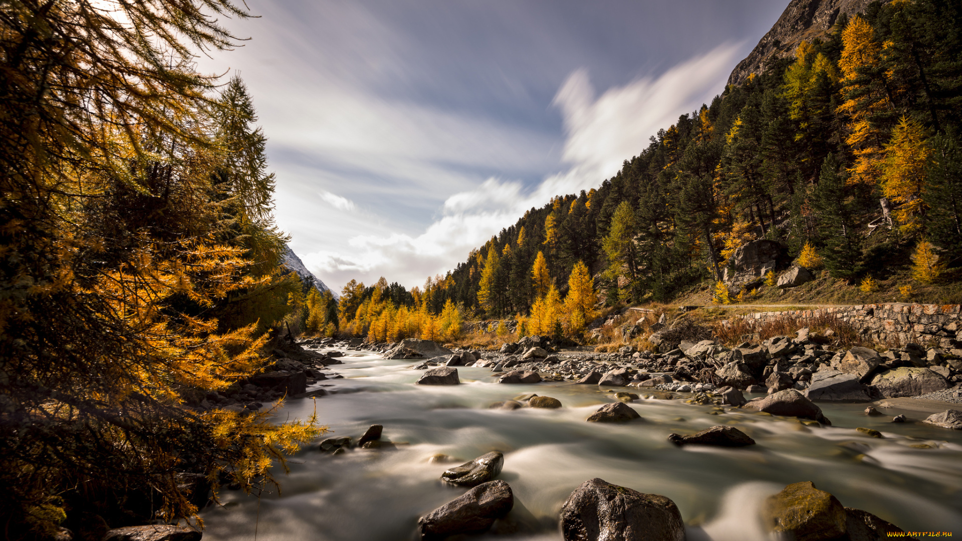 природа, реки, озера, val, roseg, near, pontresina, долина, валь-розег, осень, швейцария, switzerland