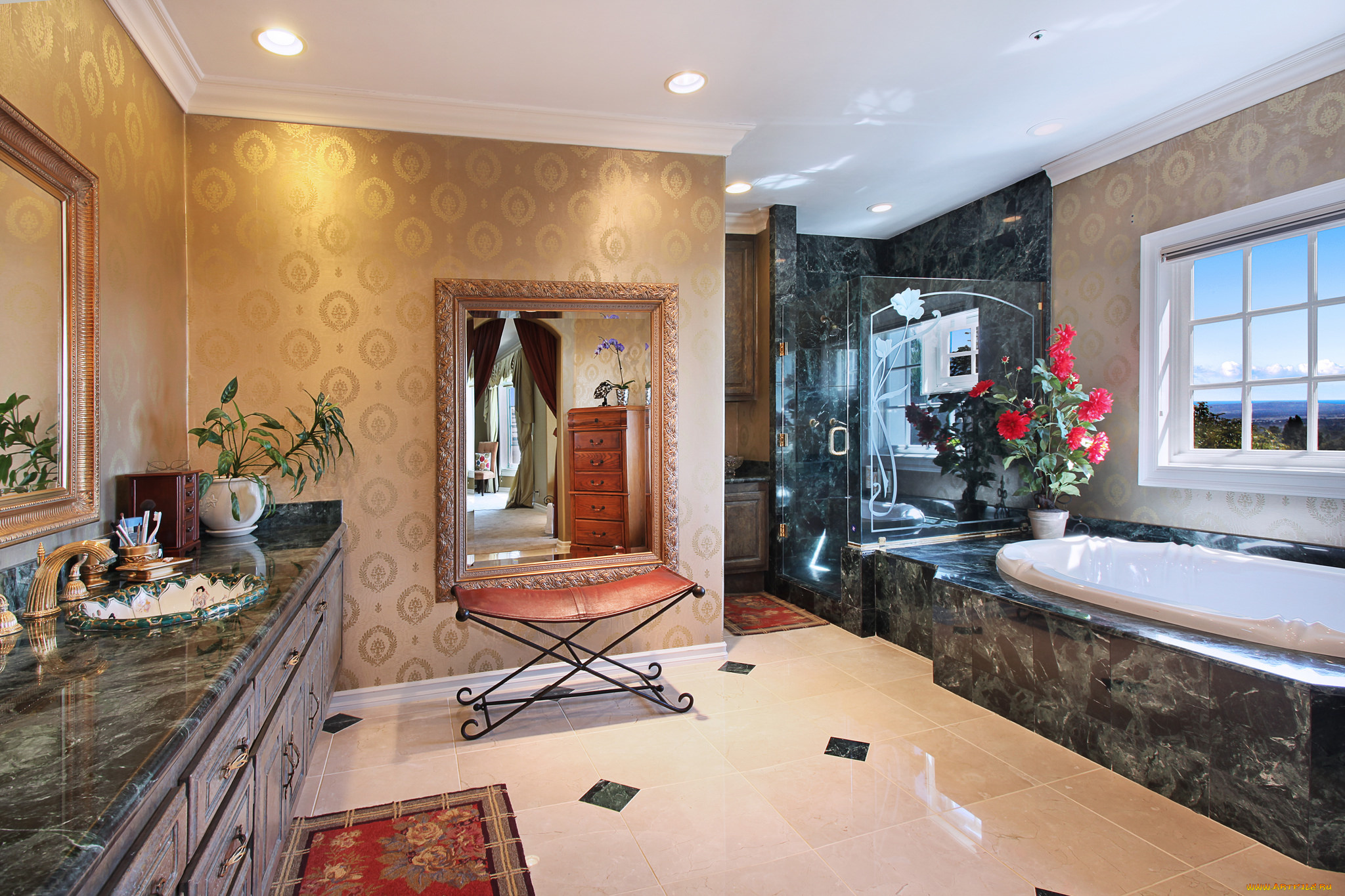 интерьер, ванная, и, туалетная, комнаты, дизайн, стиль, ванная