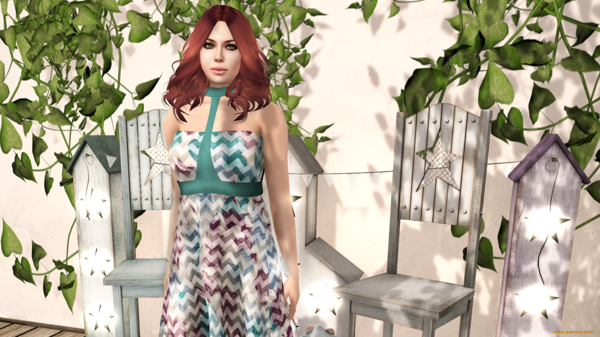 3д, графика, люди, , people, фон, взгляд, девушка, рыжая