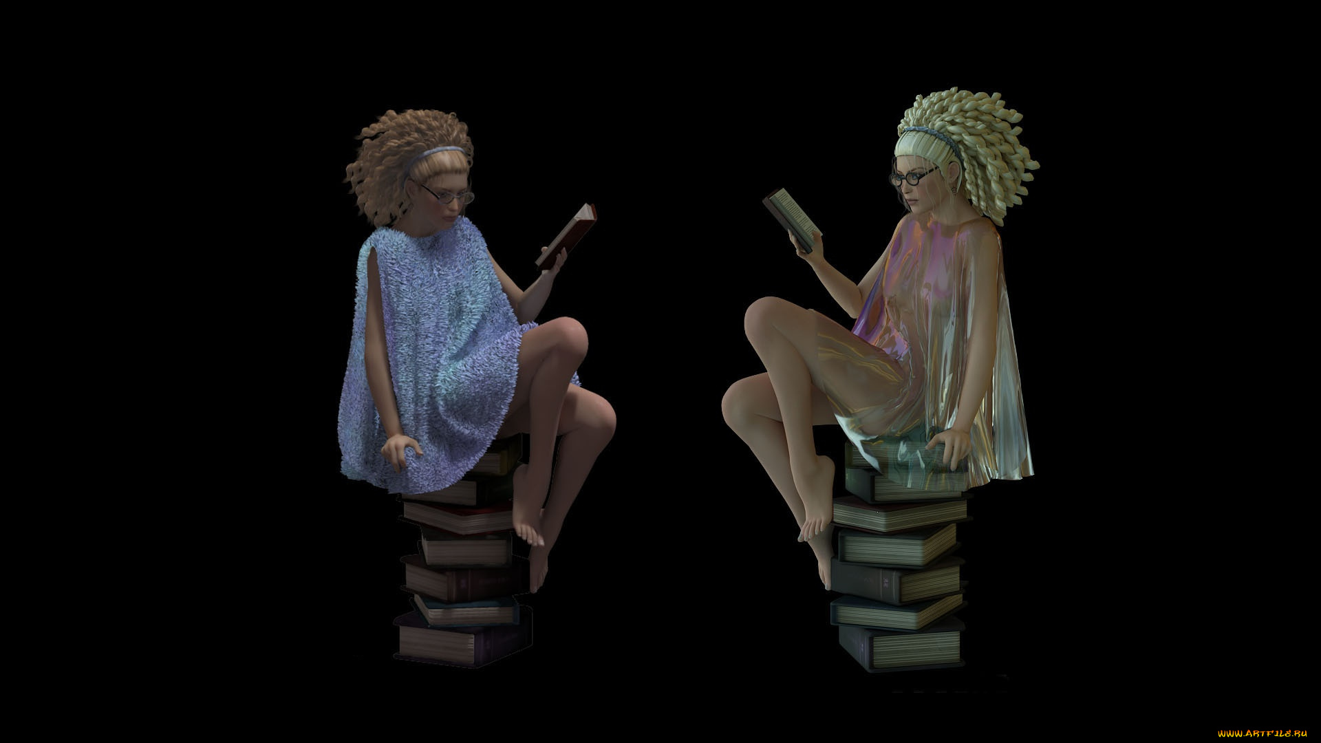 3д, графика, люди, , people, книги, фон, взгляд, девушки
