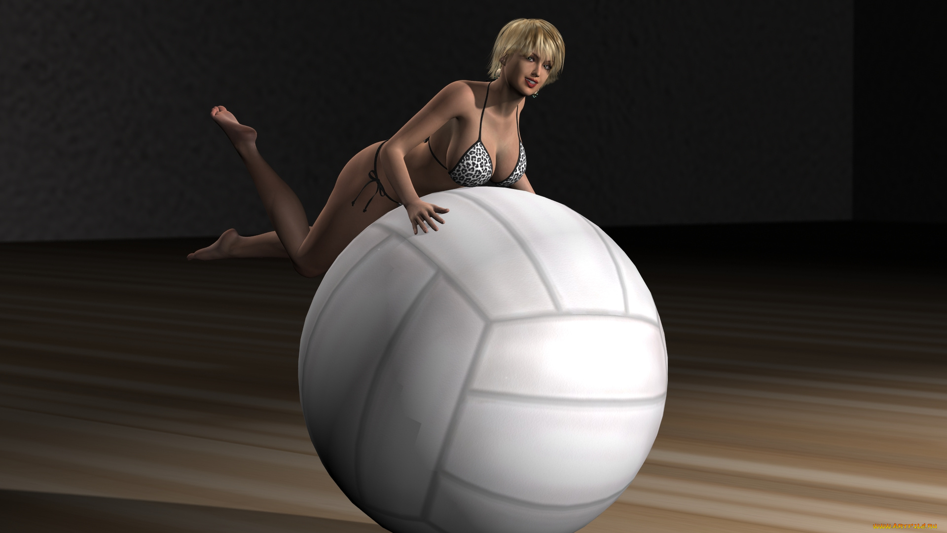 3д, графика, люди, , people, мяч, бикини, девушка, взгляд, фон