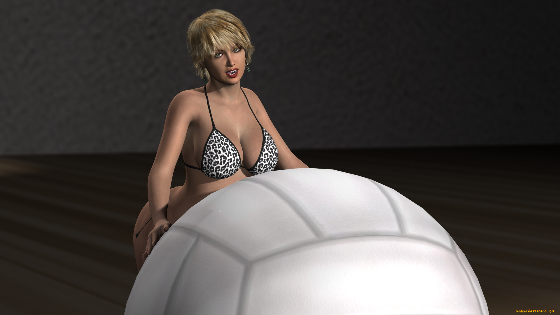 3д, графика, люди, , people, мяч, бикини, взгляд, девушка, фон