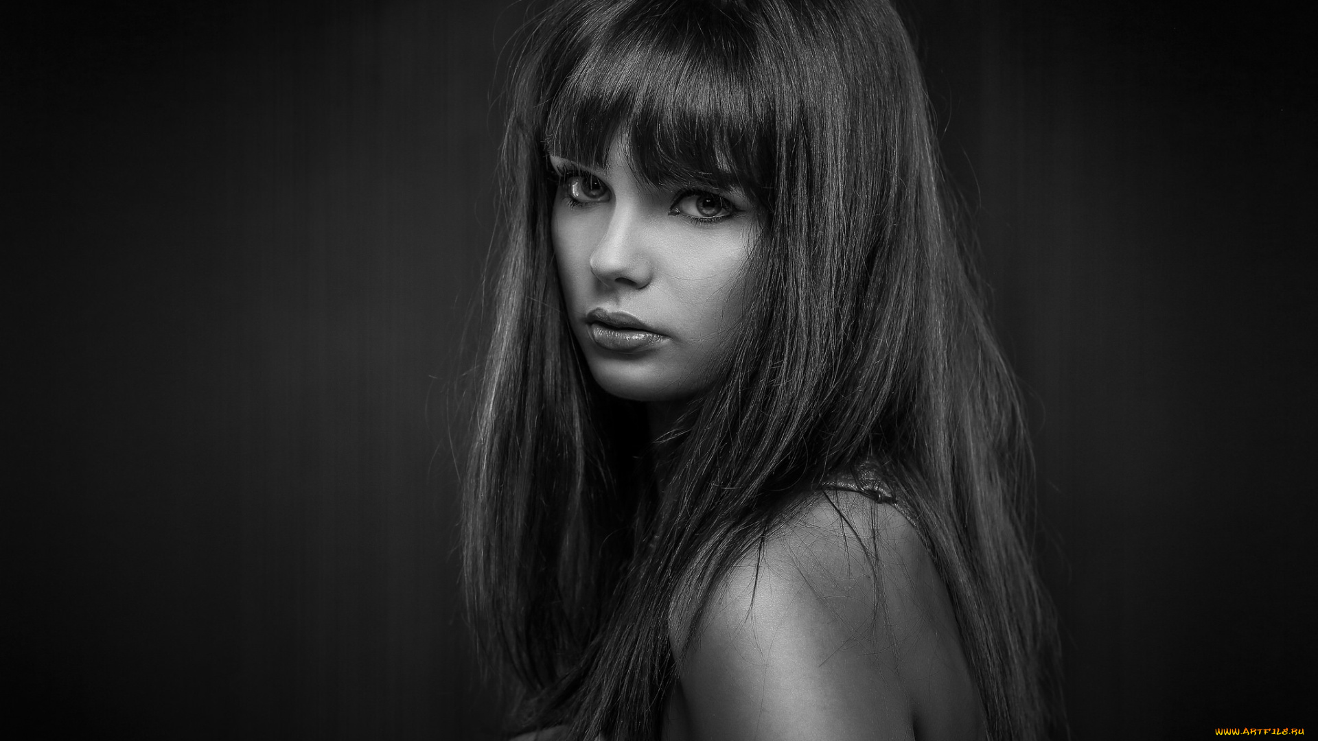 девушки, -unsort, , Черно-белые, обои, взгляд, лицо